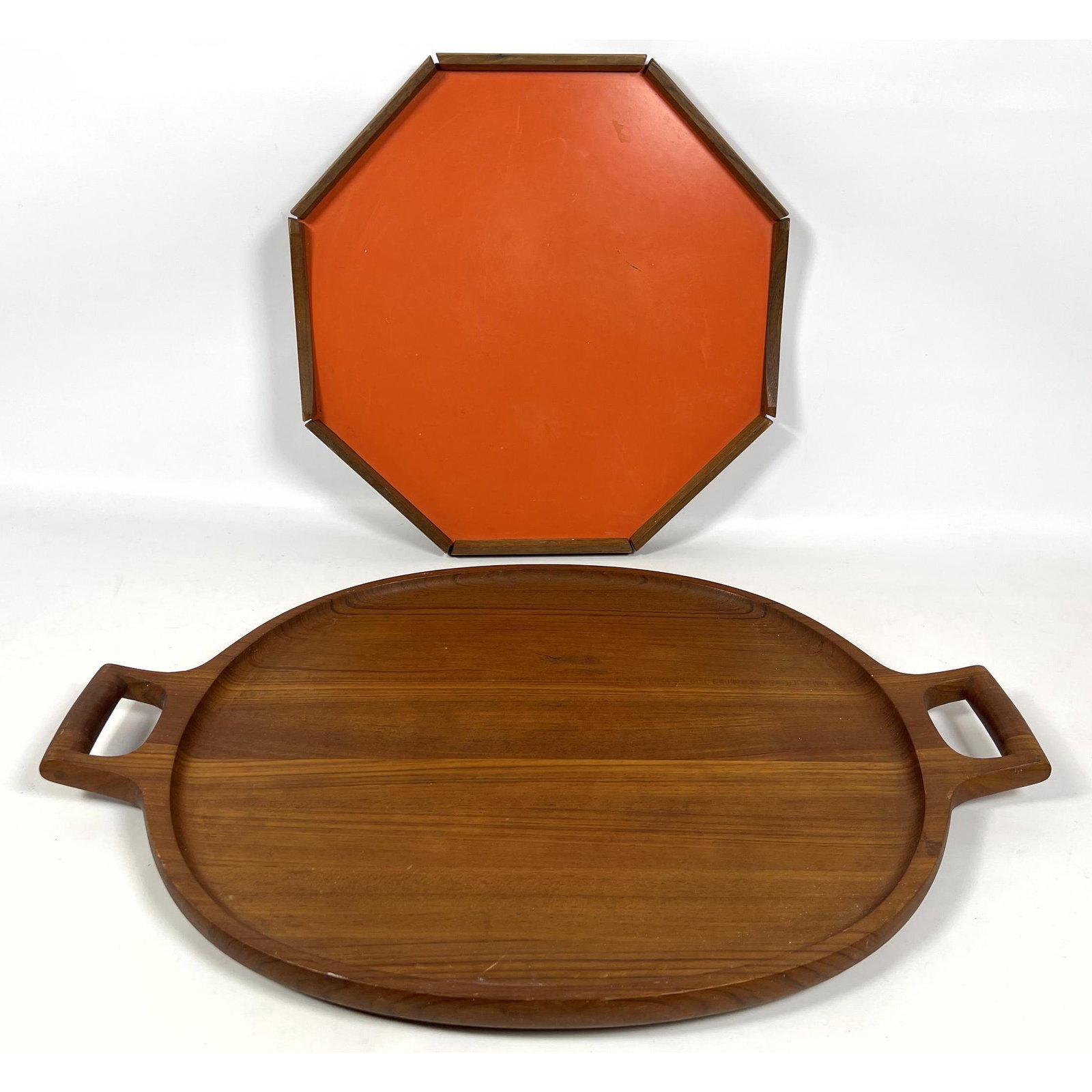 2pcs Danish Modern Serving Trays. Large Dansk Handled Tray and Colorful reversible serving Tray. (1 of 7)