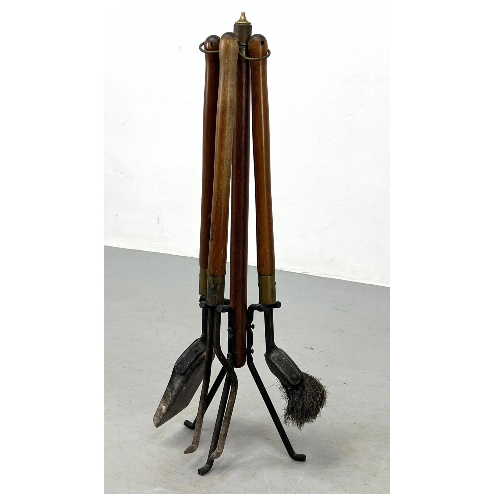 Mid Century Modern Wood and Iron Fireplace Tools on Stand. (1 of 7)