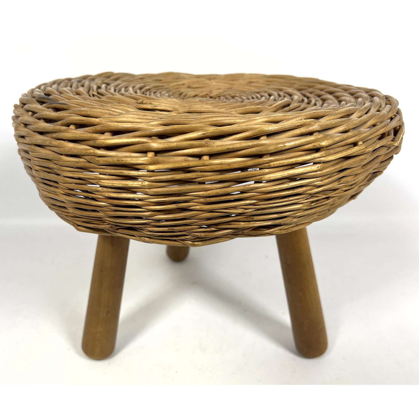 Tony Paul Wicker and wood stool (1 of 6)