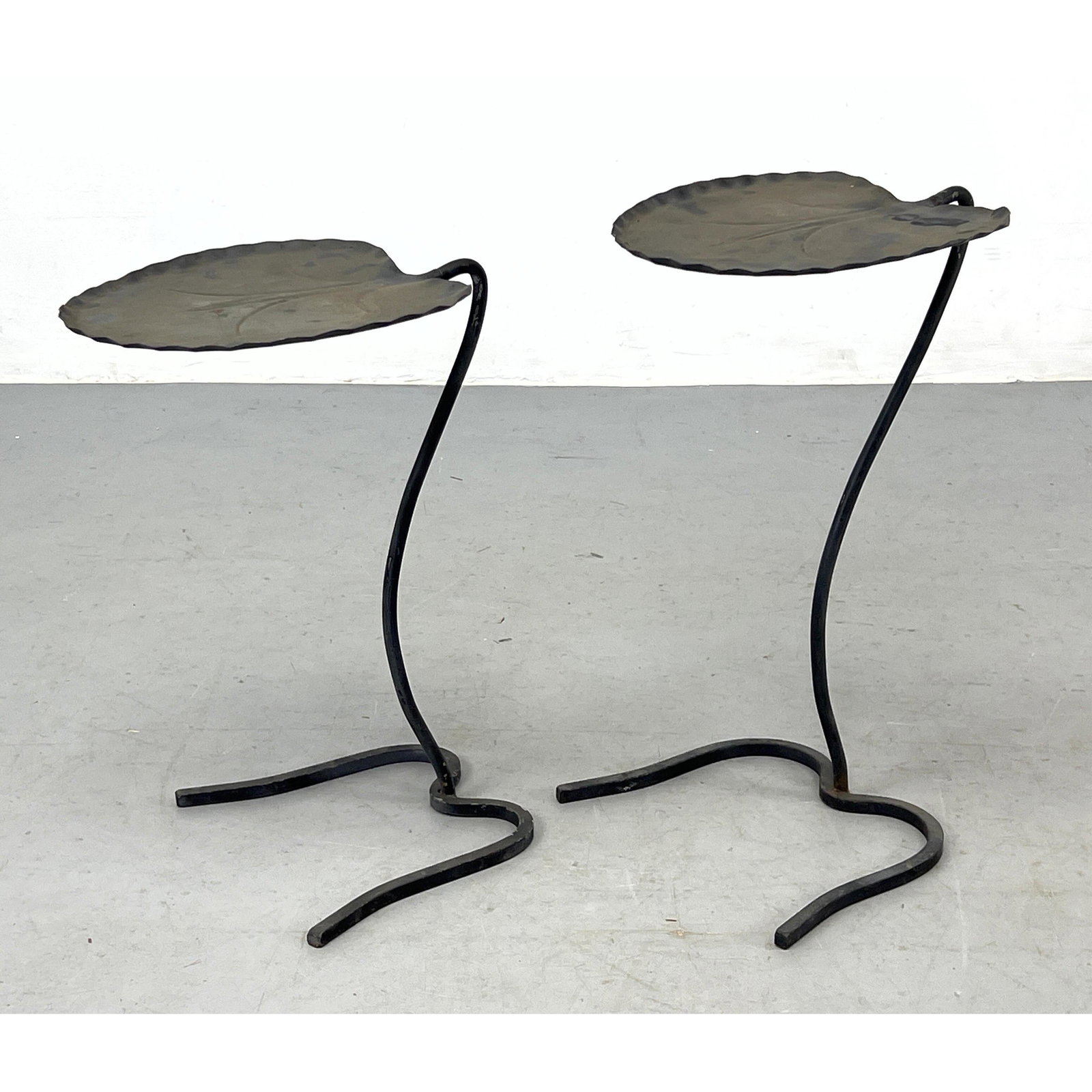 Pr SALTERINI Nesting Iron Leaf Tables. Painted Iron. Outdoor, Patio. (1 of 9)
