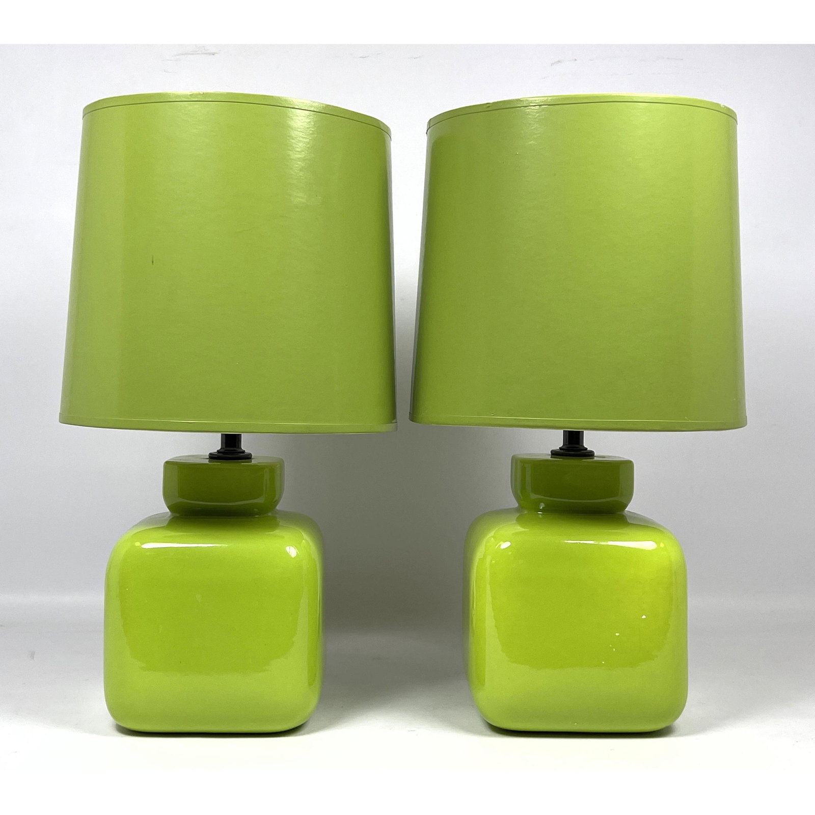 Pr Lime Green Modernist Cube Table Lamps. (1 of 12)