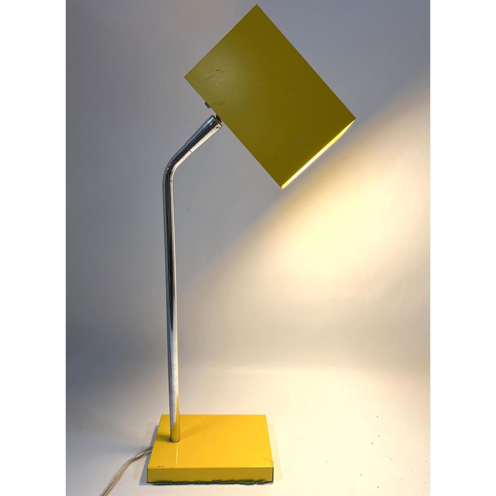 Bright Yellow Modernist Desk Task Lamp. Chrome Rod Arm. Sonneman Style. (1 of 9)
