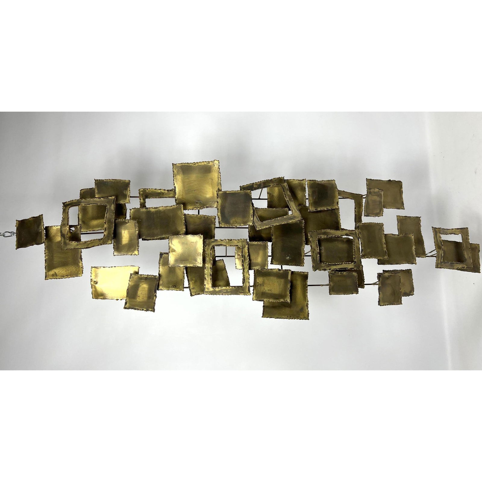 Modernist Abstract Mixed Metal Wall Sculpture. Welded Flat metal tiles and frames. Signed illegibly (1 of 11)
