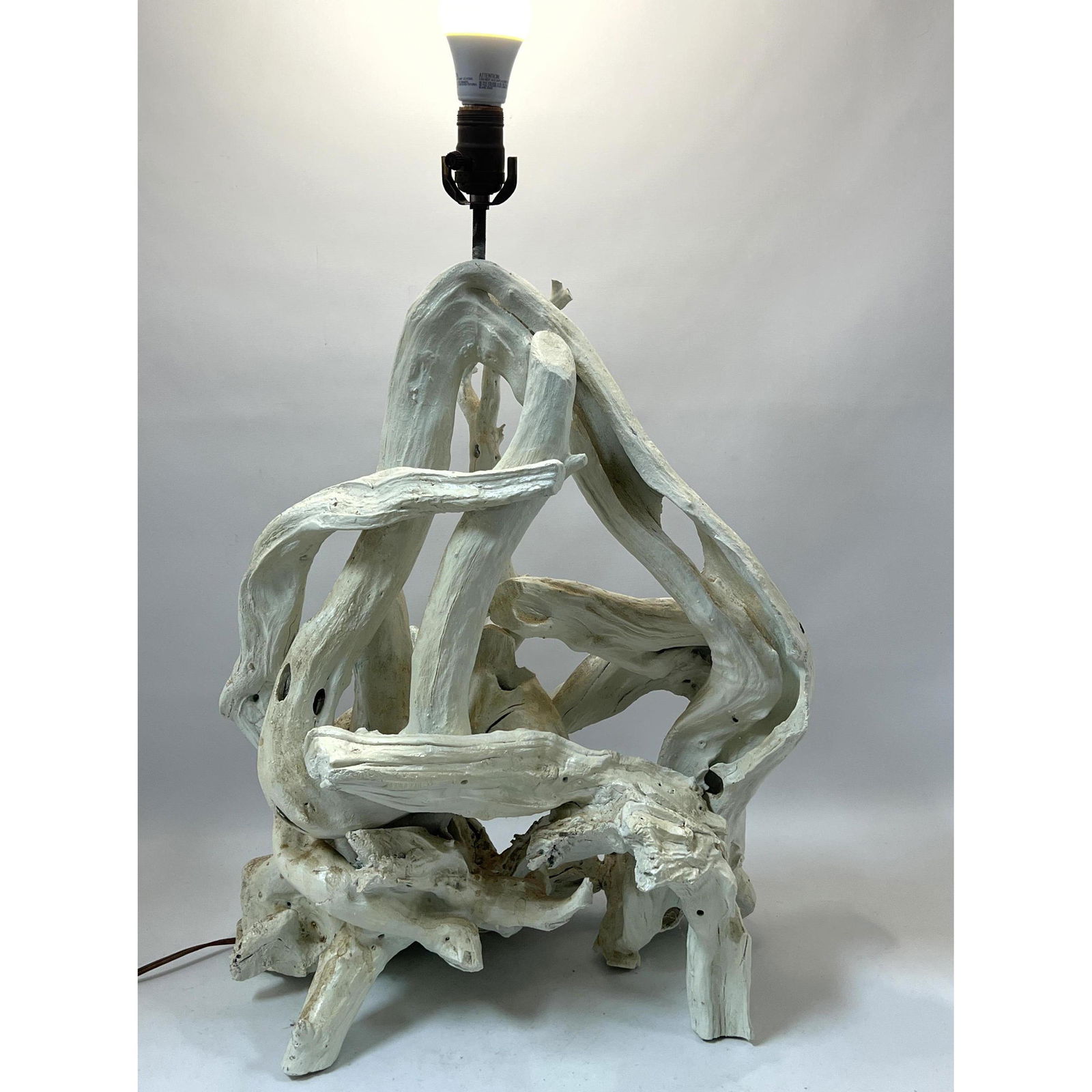 Natural form Driftwood Table Lamp.  White finish. (1 of 8)