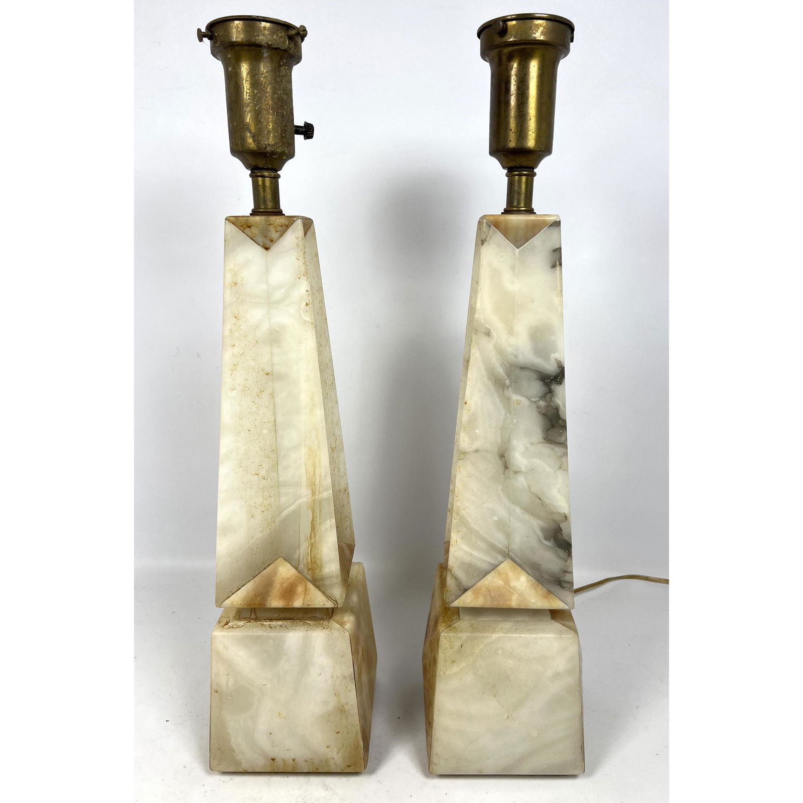 Pr Decorator Onyx Table lamps. Indented geometric form. (1 of 9)