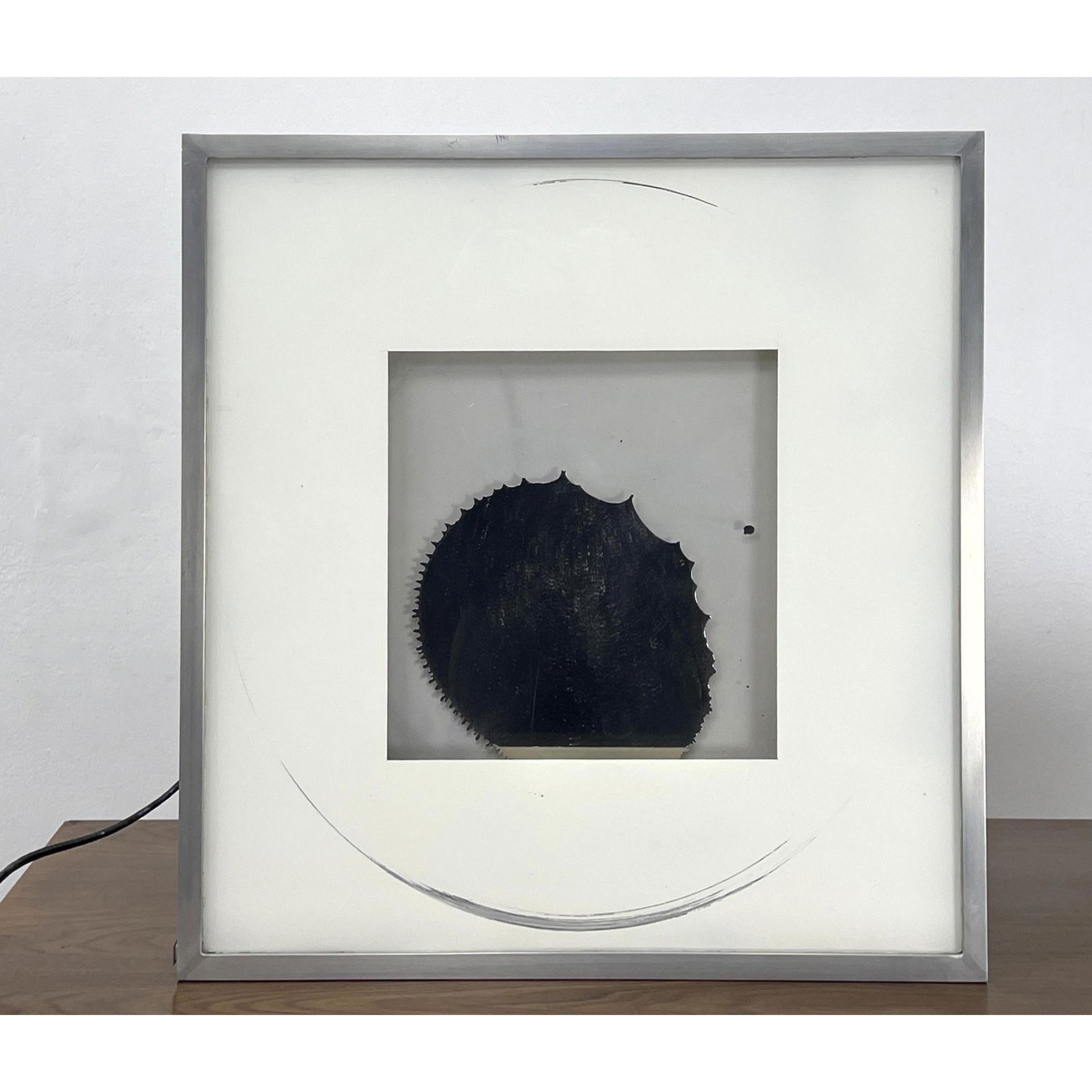 RONALD MALLORY 1969 "Contained Mercury" Kinetic wall sculpture. Signed with plaque. Interior platter (1 of 10)