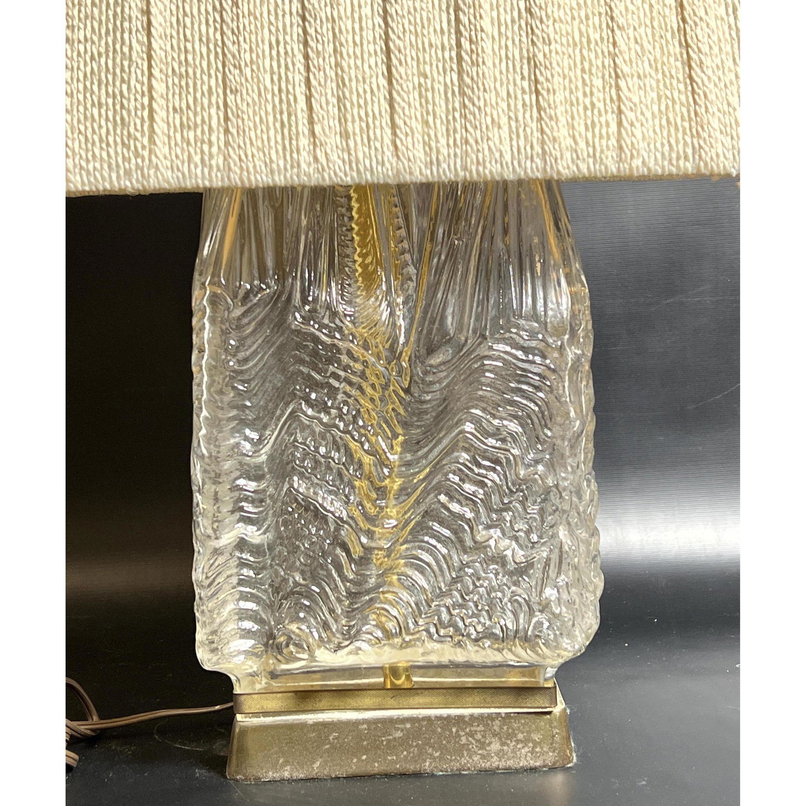 Swedish ICE Clear art glass lamp. String shade. (1 of 10)