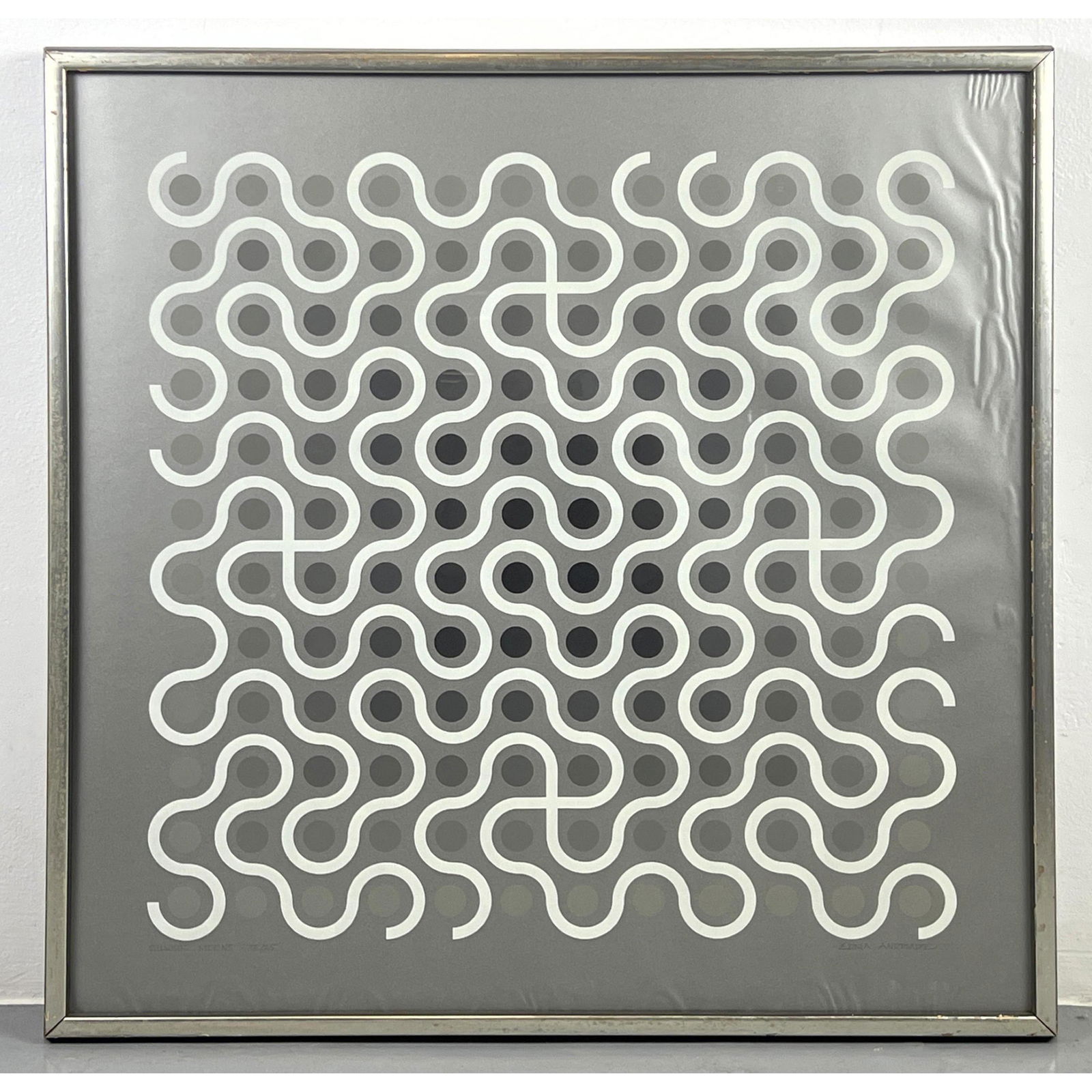 EDNA ANDRADE Silver moons 13/25 op art print. Signed. Slight waviness near edges. (1 of 10)