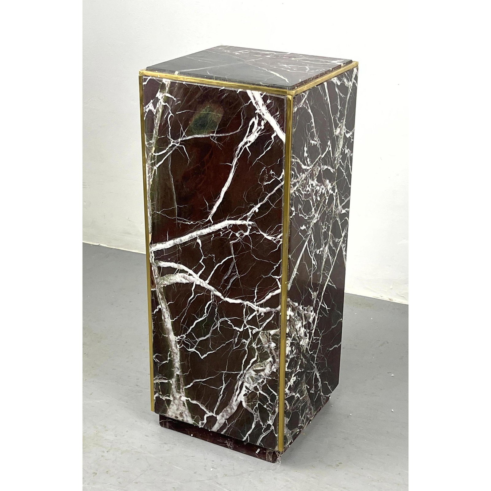 Green and Rouge Marble Pedestal Stand with brass trim (1 of 8)