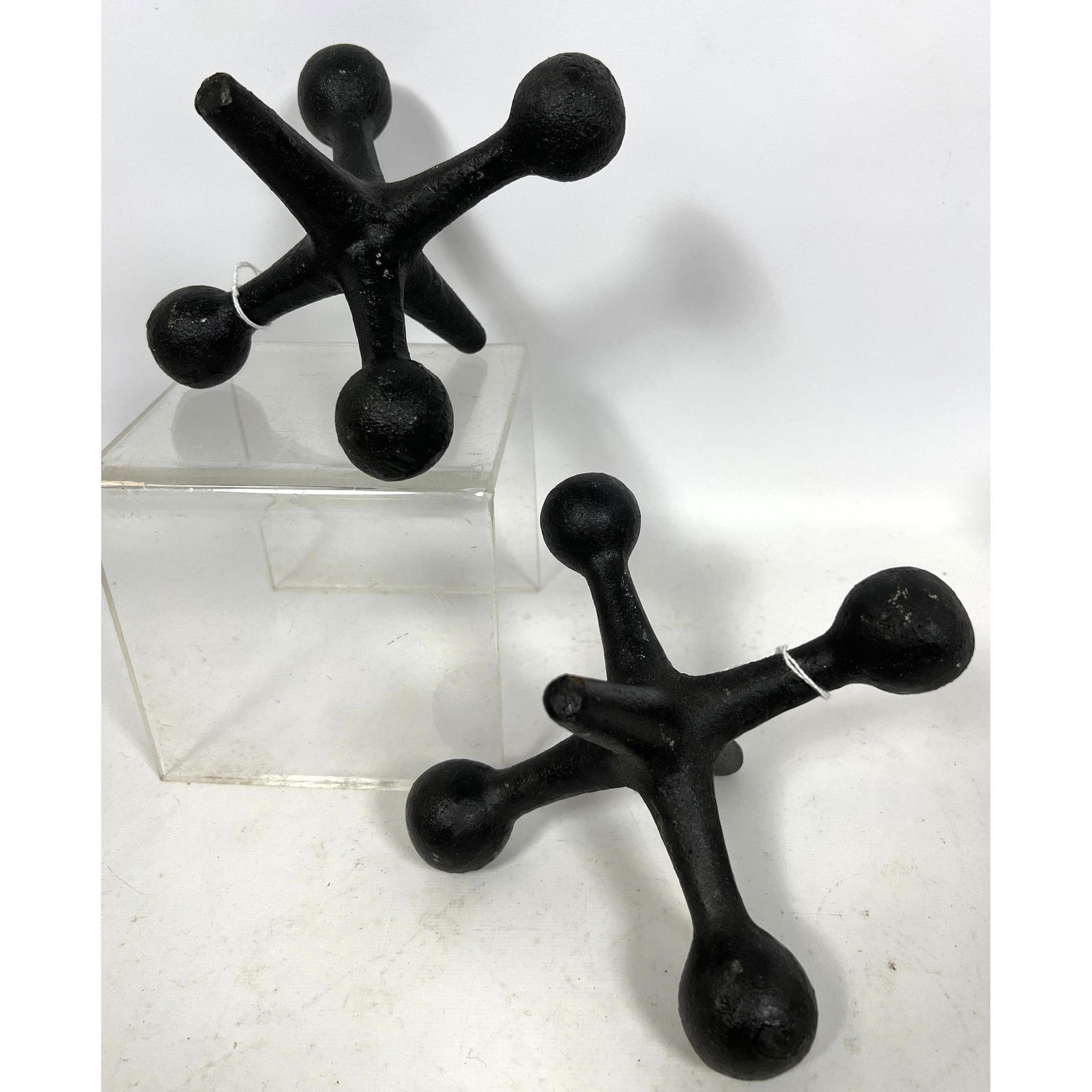 Pr Industrial Cast Iron Jacks Jax Sculptures. Black finish. Can be used as Modernist bookends. (1 of 6)