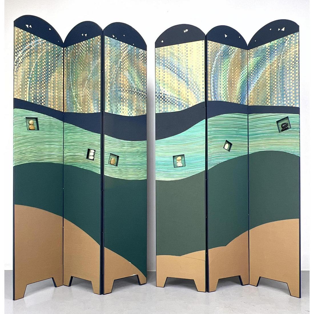Pair Post Modern 3 Panel Folding Screens Room Dividers. . Panels 17 inches (1 of 13)