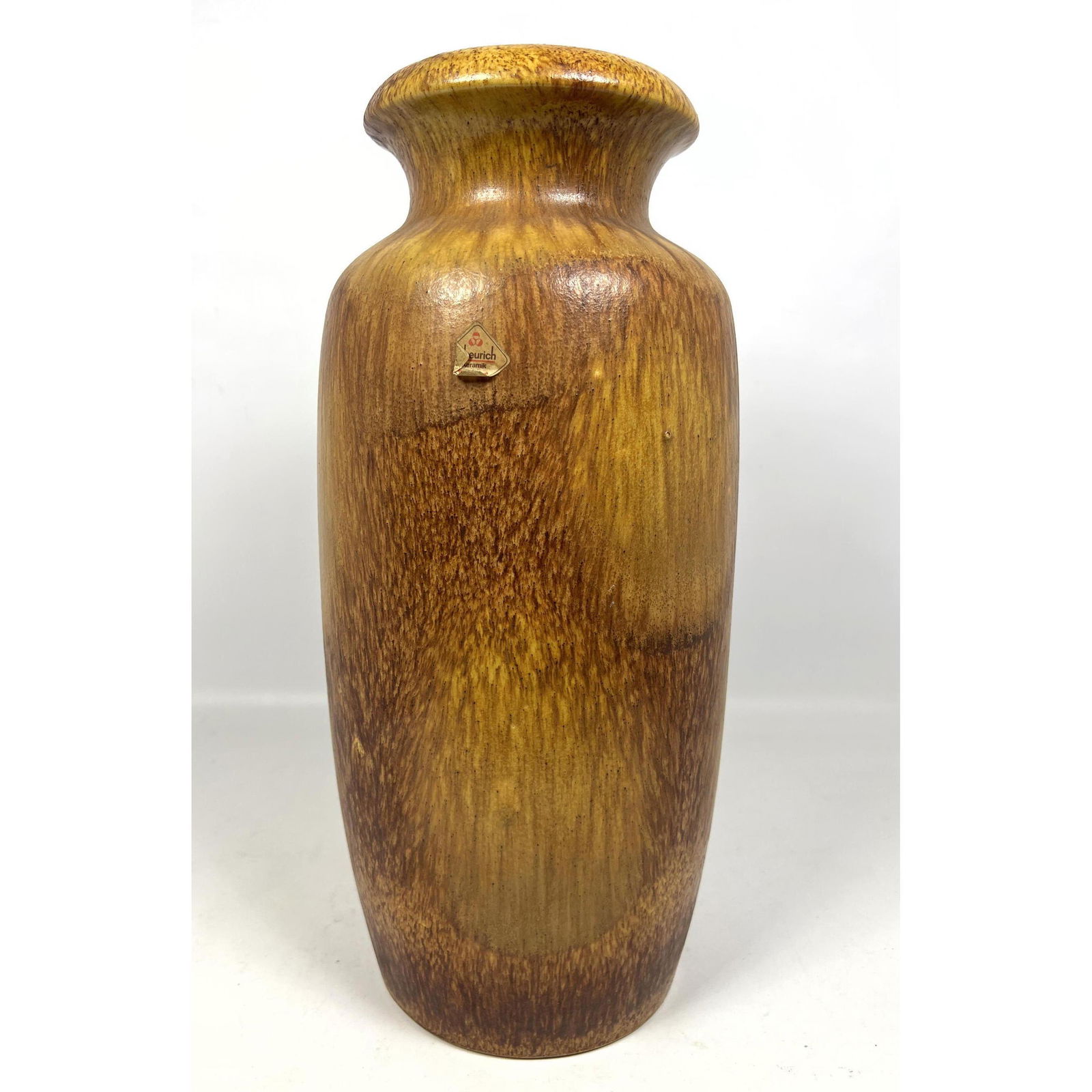 Scherick Keramic WEST GERMAN brown pottery vase. W Germany.: Scherick Keramic WEST GERMAN brown pottery vase. W Germany. Dimensions: H: 17.5 inches: W: 7 inches: D: 7 inches --- US Shipping charge: In house shipping available. Will be calculated once destinatio