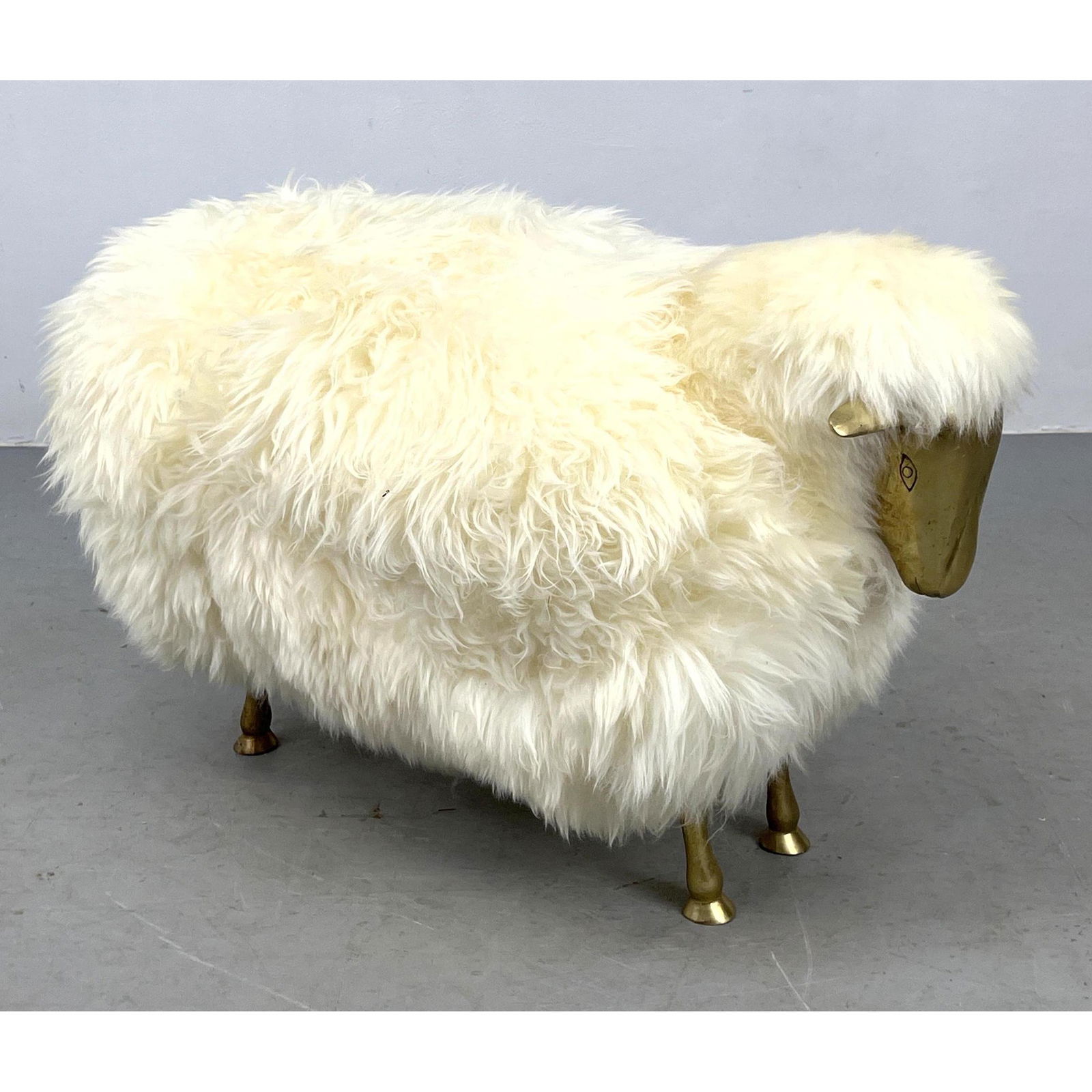 Francois-Xavier Lalanne style Sheep Sculpture. Fur with Brass Head and Legs. (1 of 8)