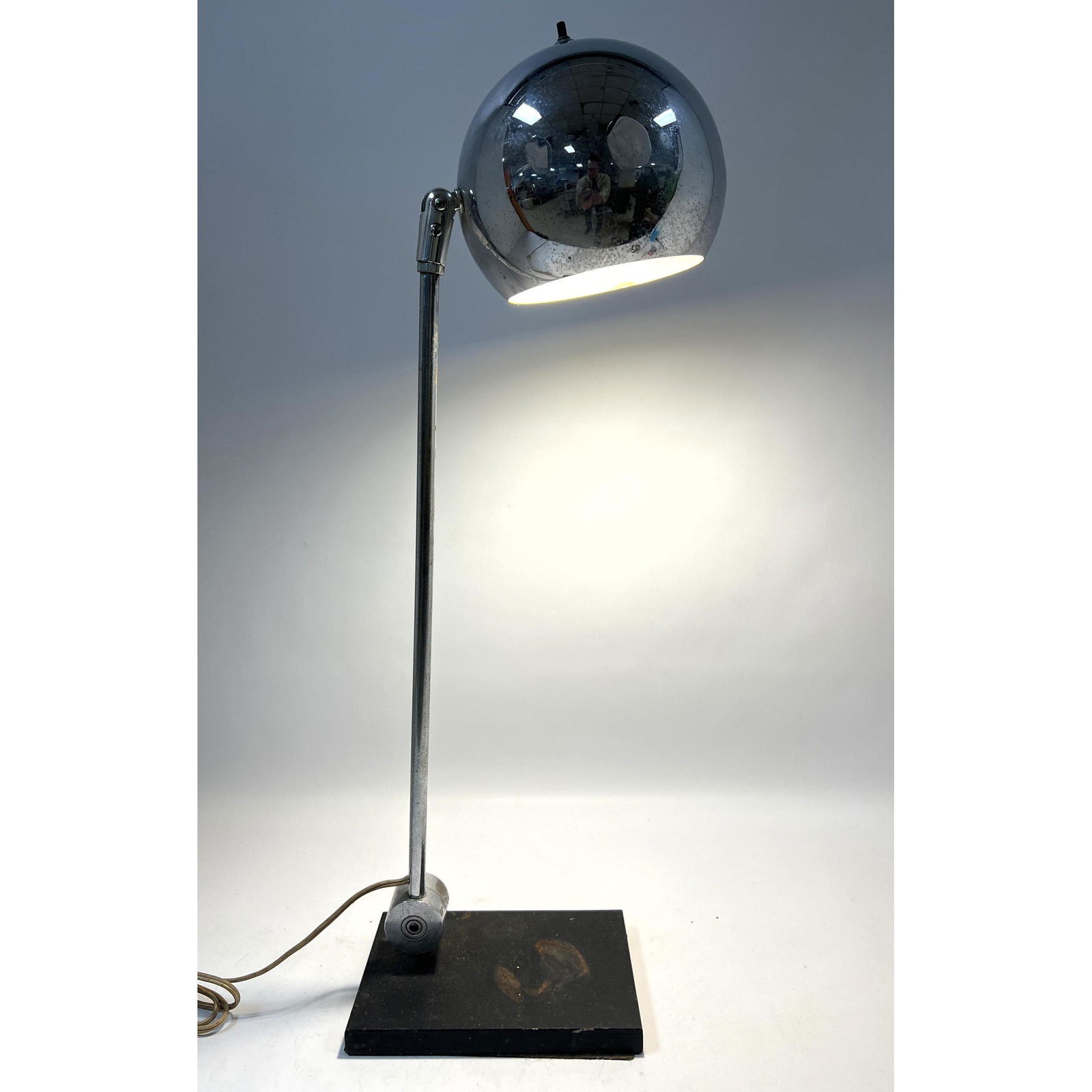 Sonneman Chrome Ball Shade Desk Task Lamp. Hinged arm allows adjustable positions. (1 of 12)