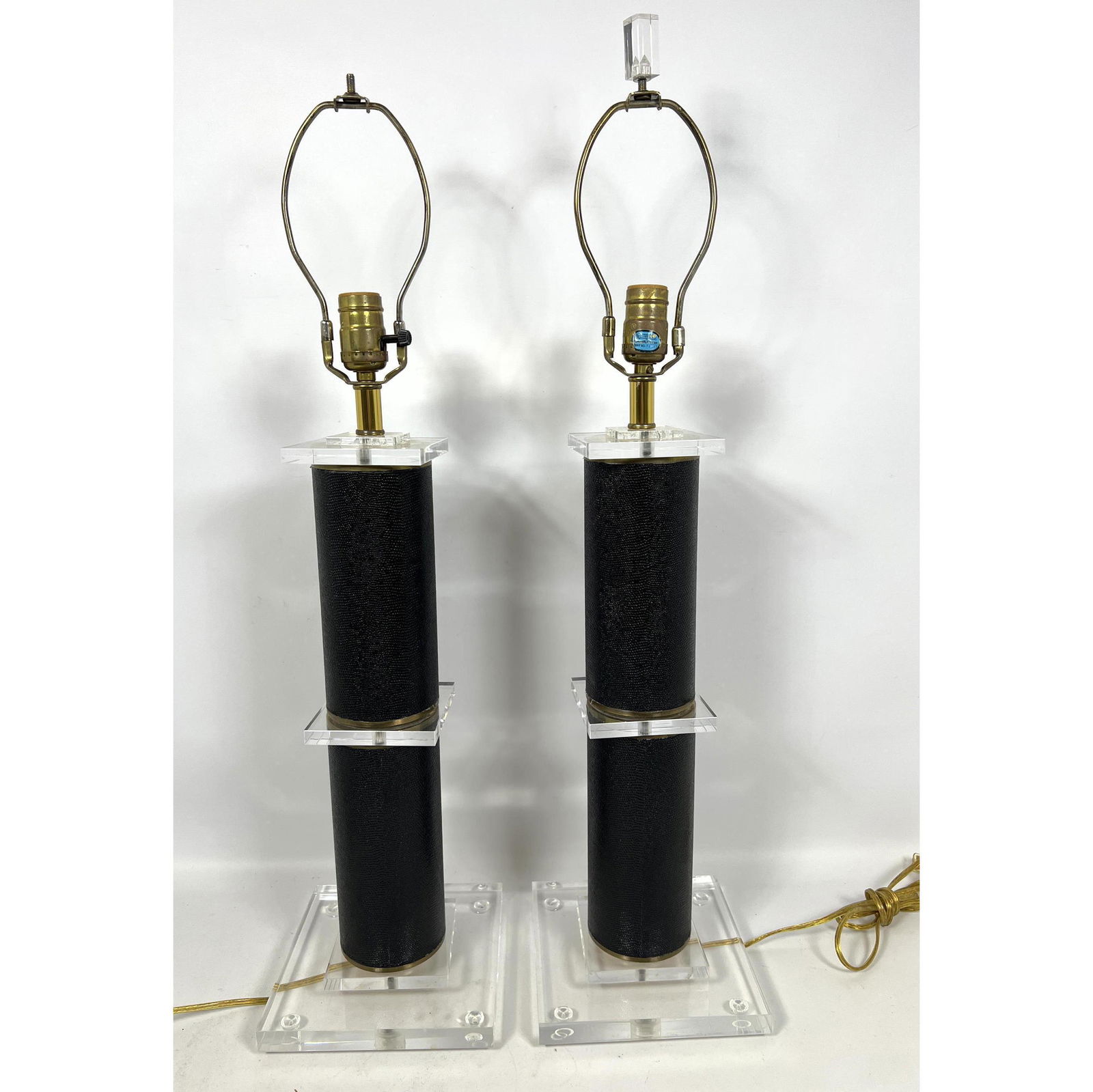 Faux Shagreen and Lucite Column Table Lamps. (1 of 9)