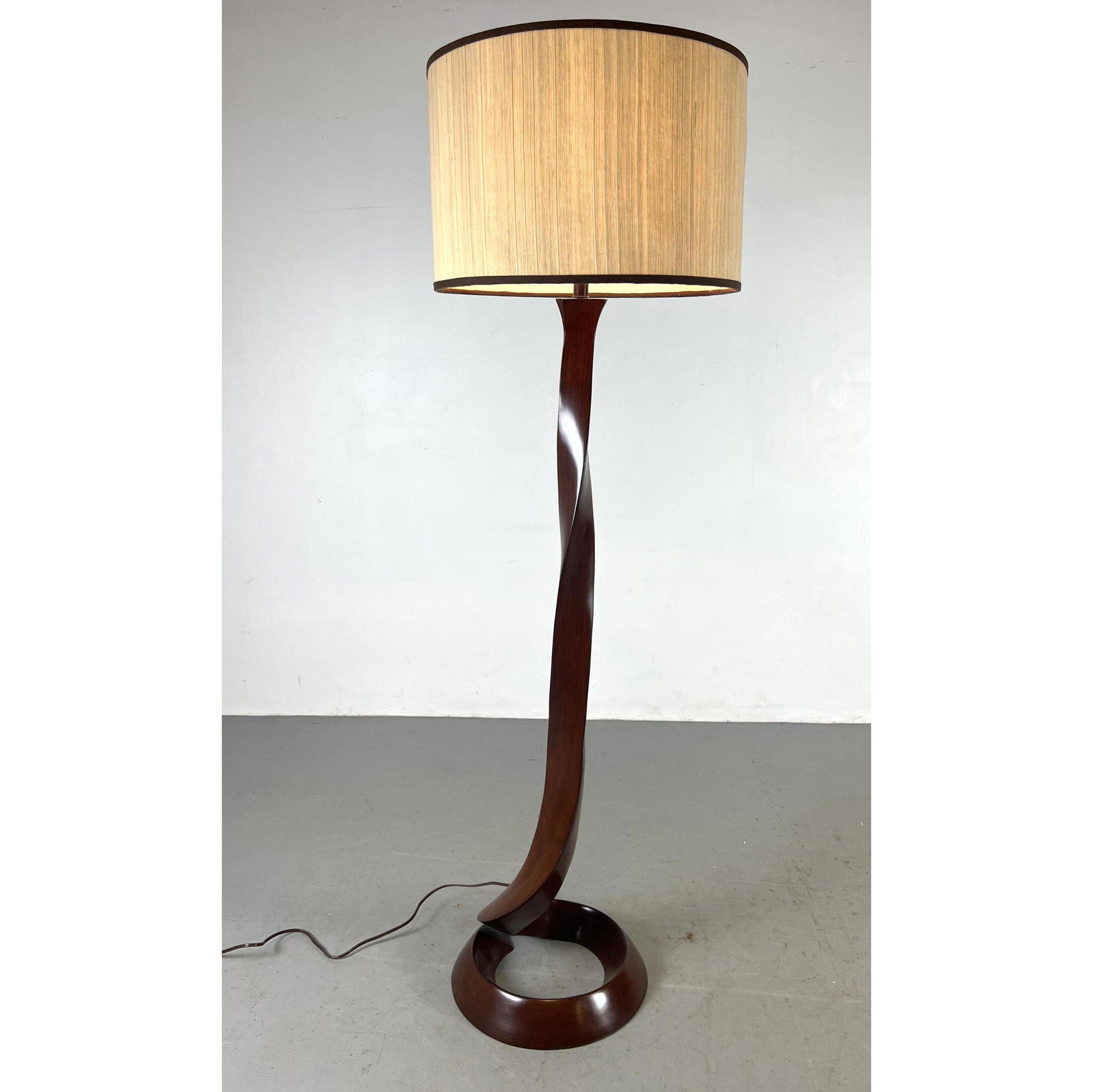 Contemporary Sculptural Curved Wood Base Floor Lamp. (1 of 11)