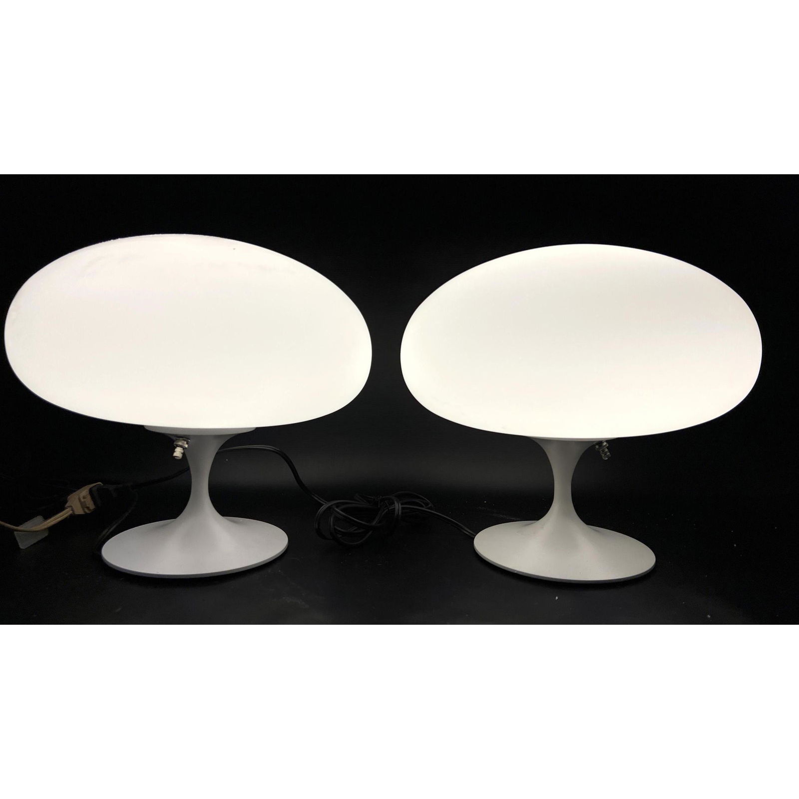 Pr Contemporary Stemlite Mushroom Lamps. White Bases. Designline. Shorter Version. (1 of 7)