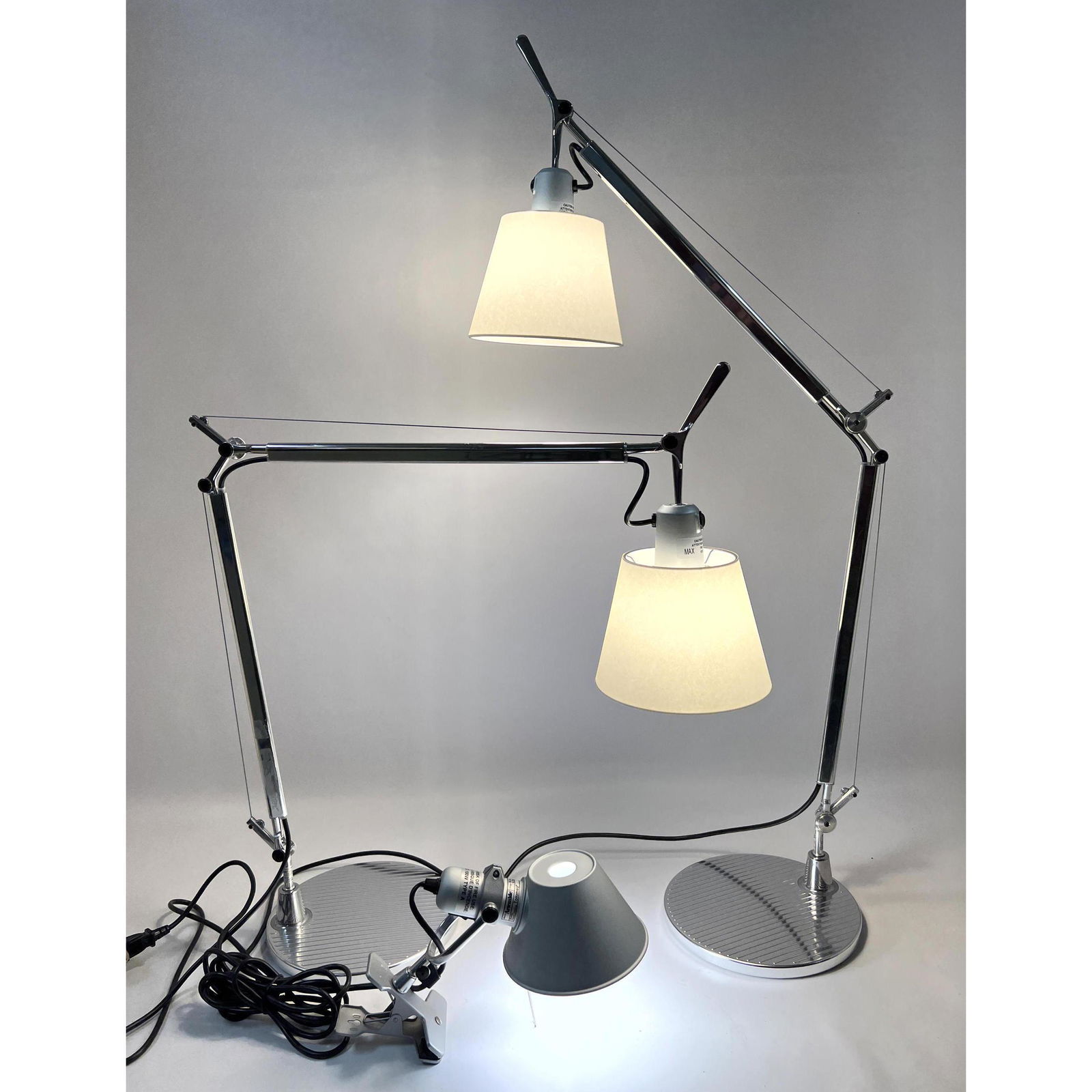 3pc Artemide Tolomeo Lamps Italian. Made in Italy. 2 Desk lamps and a clip lamp. (1 of 13)