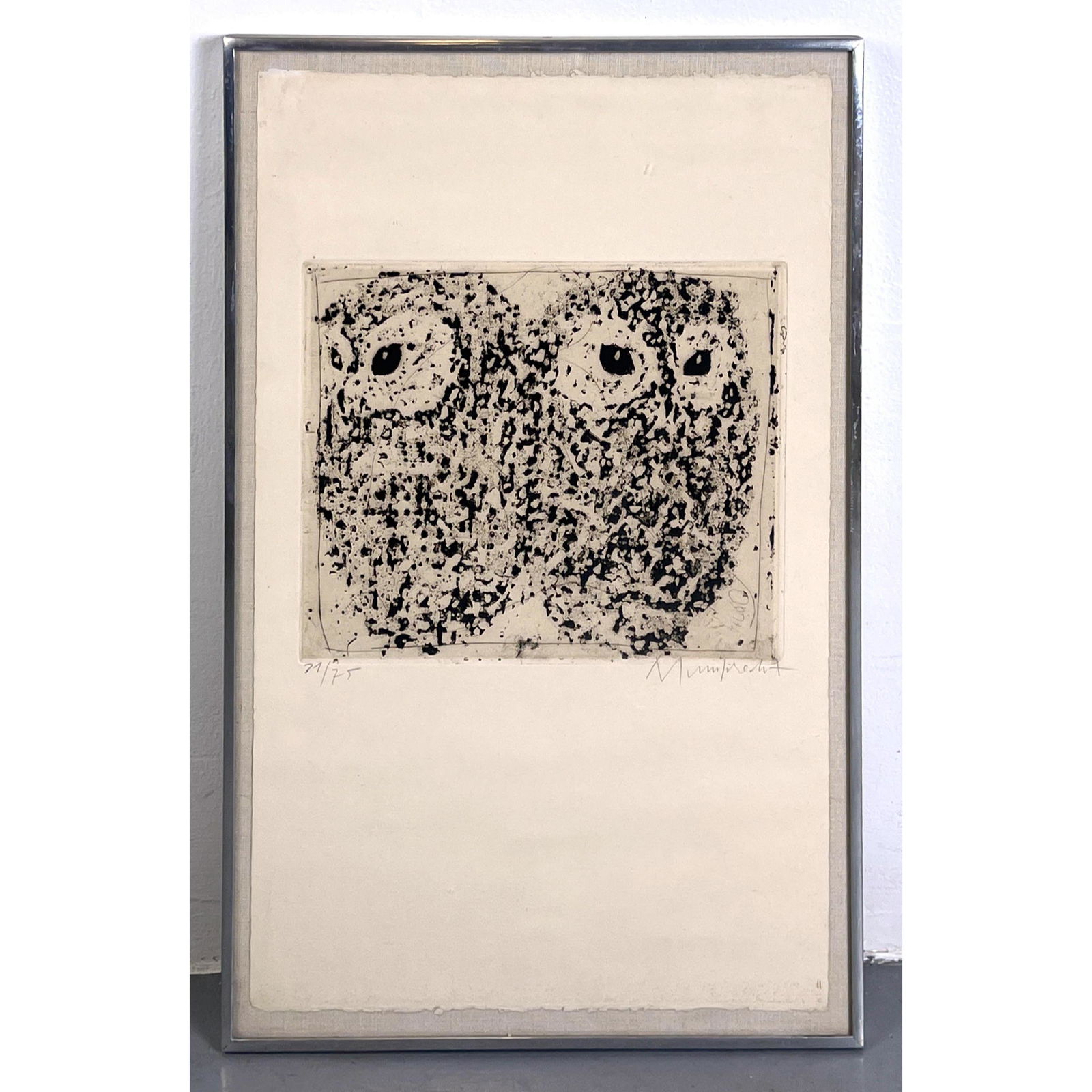 Artist Signed Etching Print of Owls. Numbered 31/75. (1 of 11)