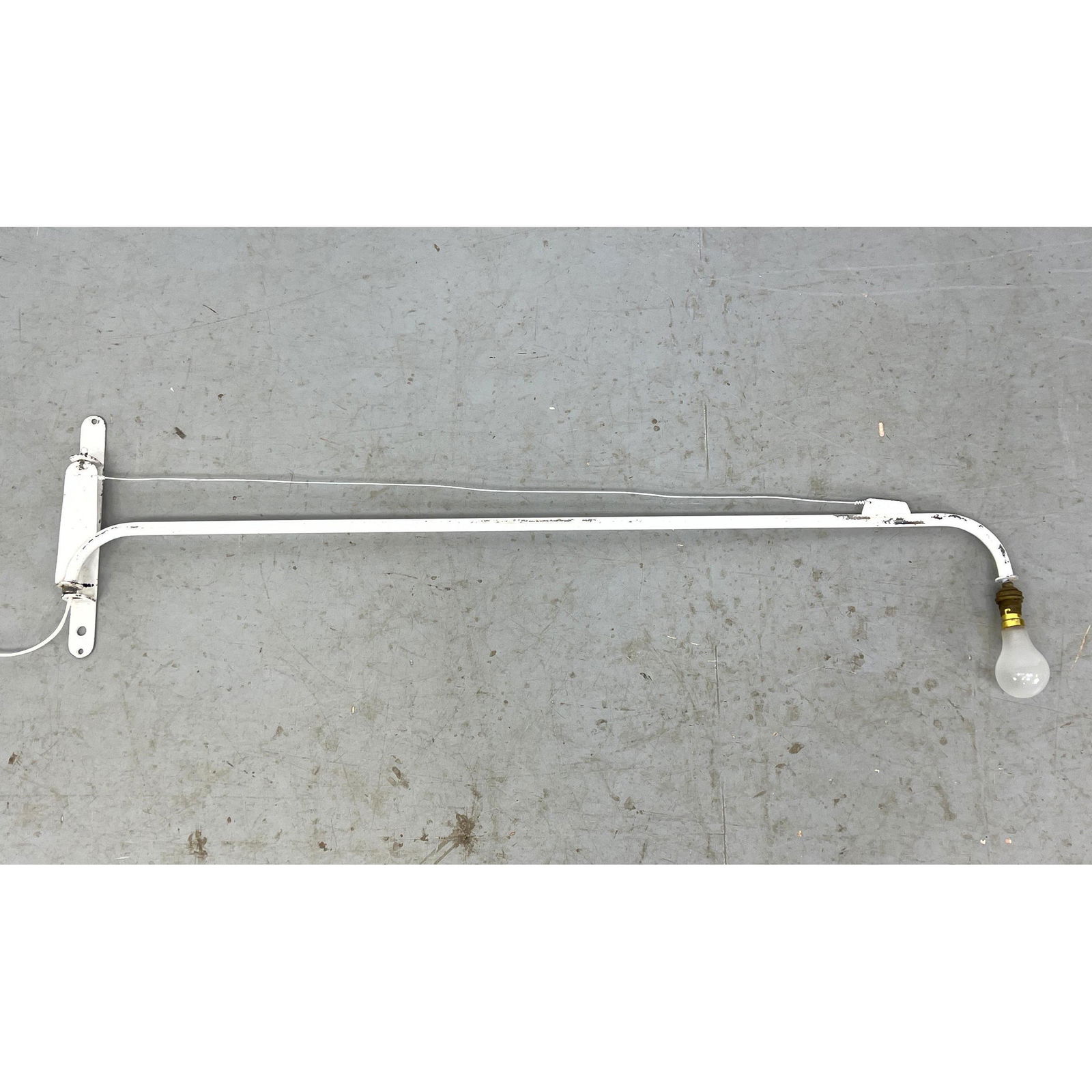 Jean Prouve Style Jib lamp with patina (white). Wall mount. (1 of 6)