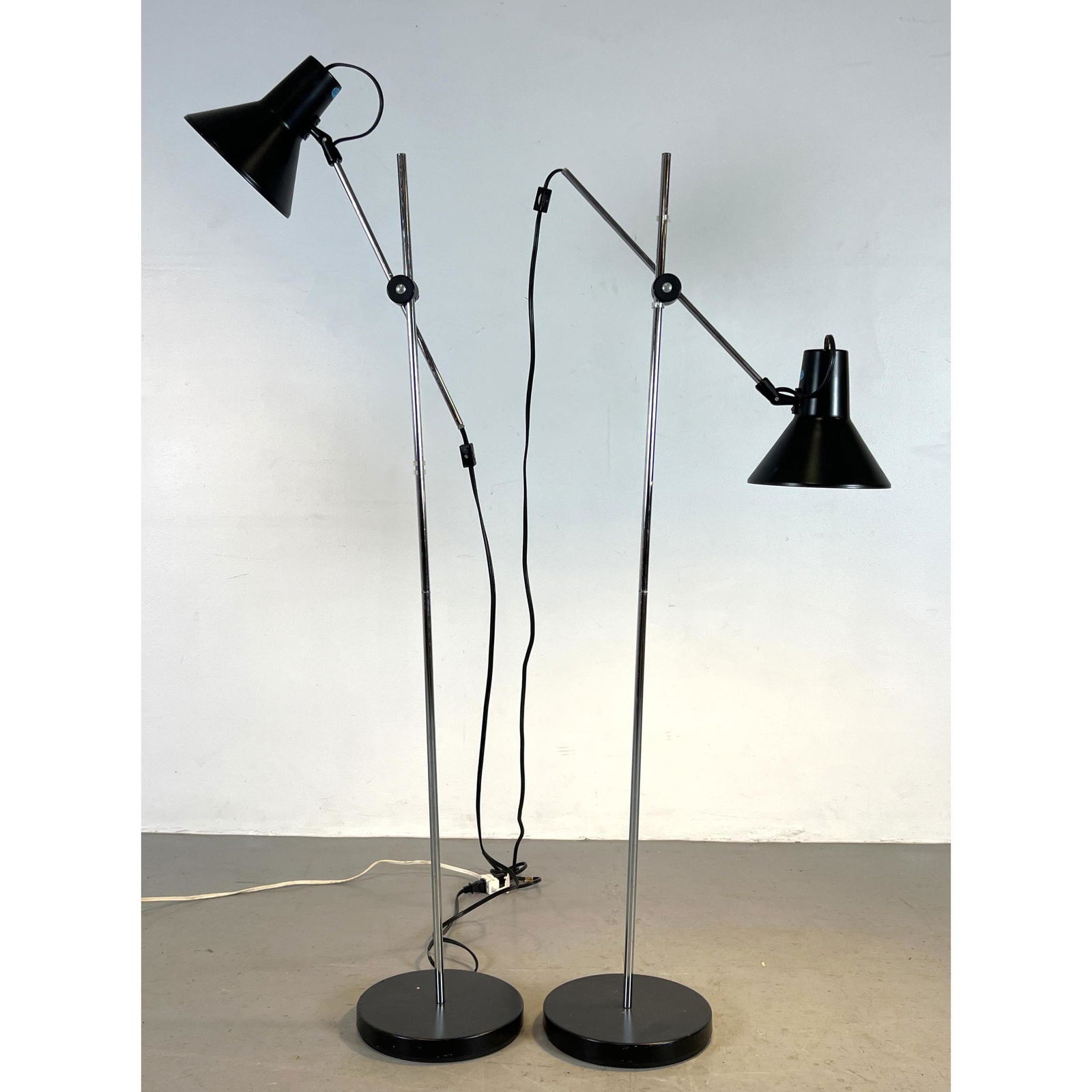 Pair black and chrome Adjustable Floor Lamps (1 of 10)