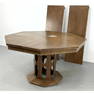 Harvey Probber style dining table with two leaves and drop down leg supports when extended for suppo