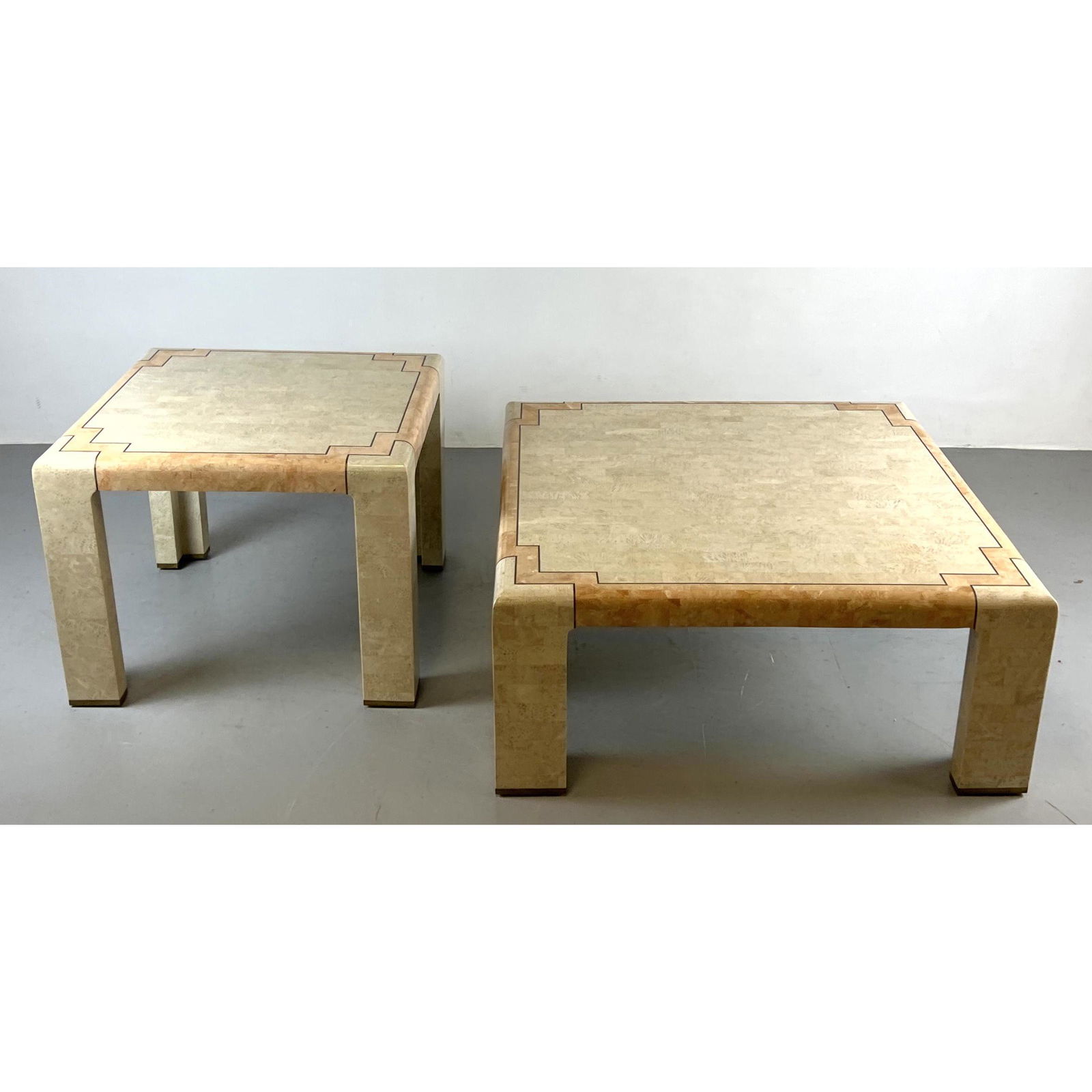 2pcs Parquet Stone Tables with brass Inlay. Philippines. Mission Furniture Los Angeles. End table 21 (1 of 12)