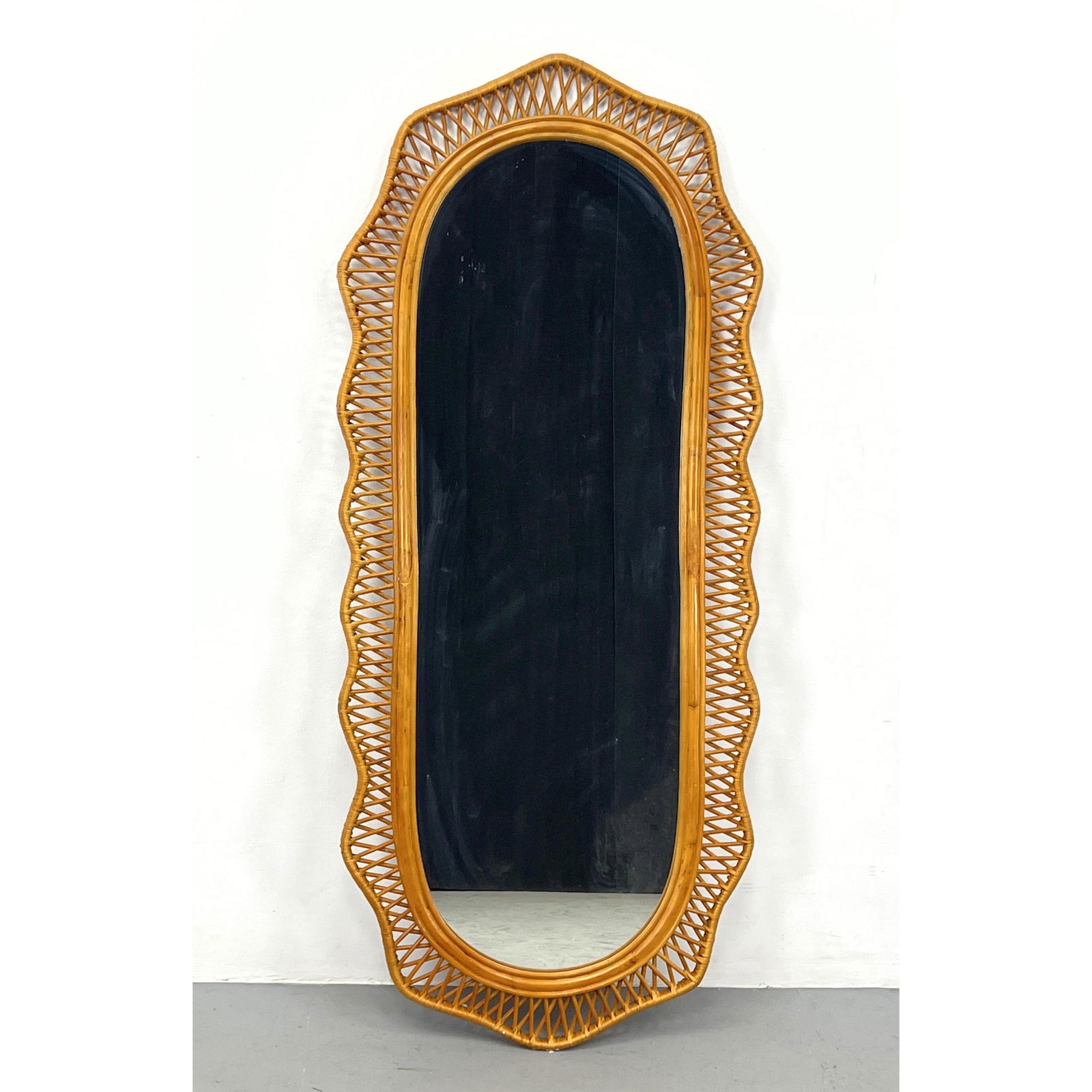 Large Oval Wicker Rattan Wall Mirror. Shaped Frame. (1 of 10)