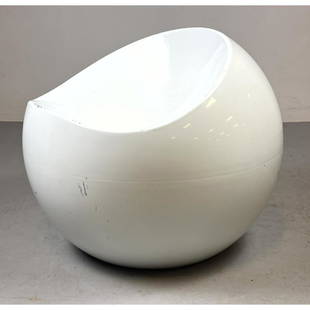 Small White Plastic Ball Chair Dupont, 1960's production. Finn Stone Ball Chair by Xlboom.: Small White Plastic Ball Chair Dupont, 1960's production. Finn Stone Ball Chair by Xlboom. Dimensions: H: 19 inches: W: 22 inches: D: 23 inches - Seat Height: 13 inches --- Delivery Offer: Uniques off