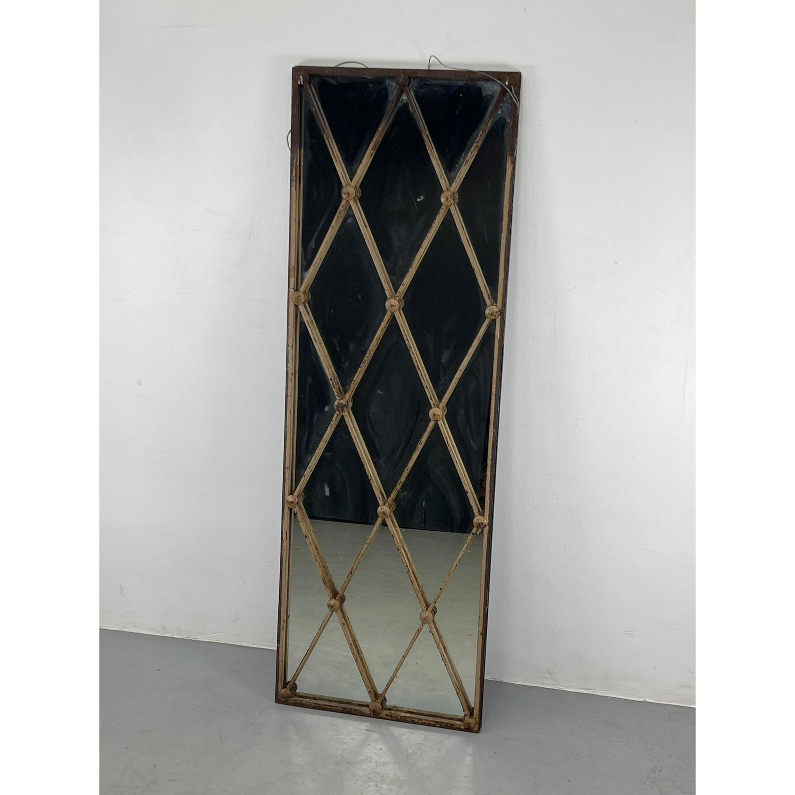 Heavy Iron Wall Mirror. Jean Royere Lattice Style. (1 of 8)