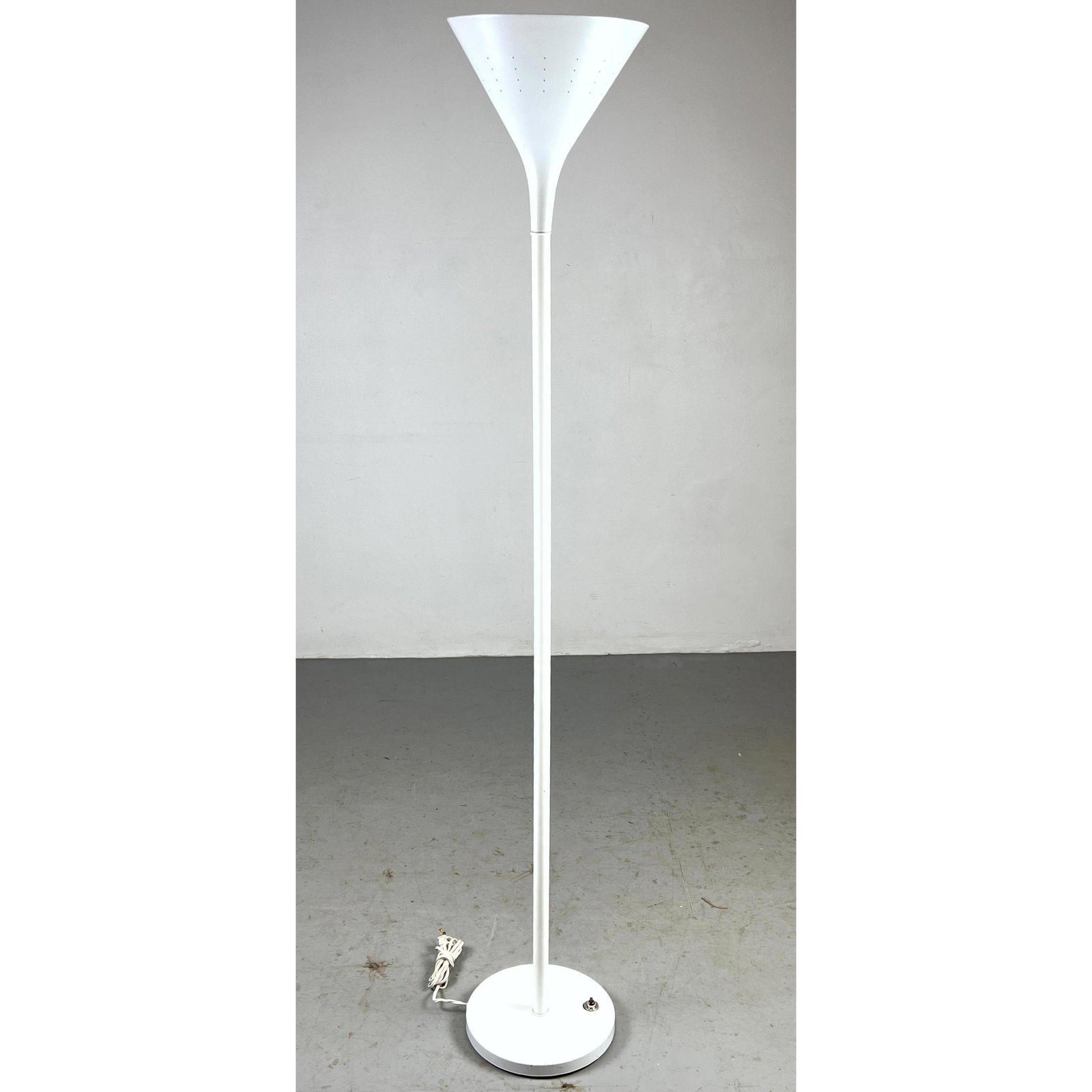American Lightolier Style White Torchiere Floor Lamp (1 of 6)