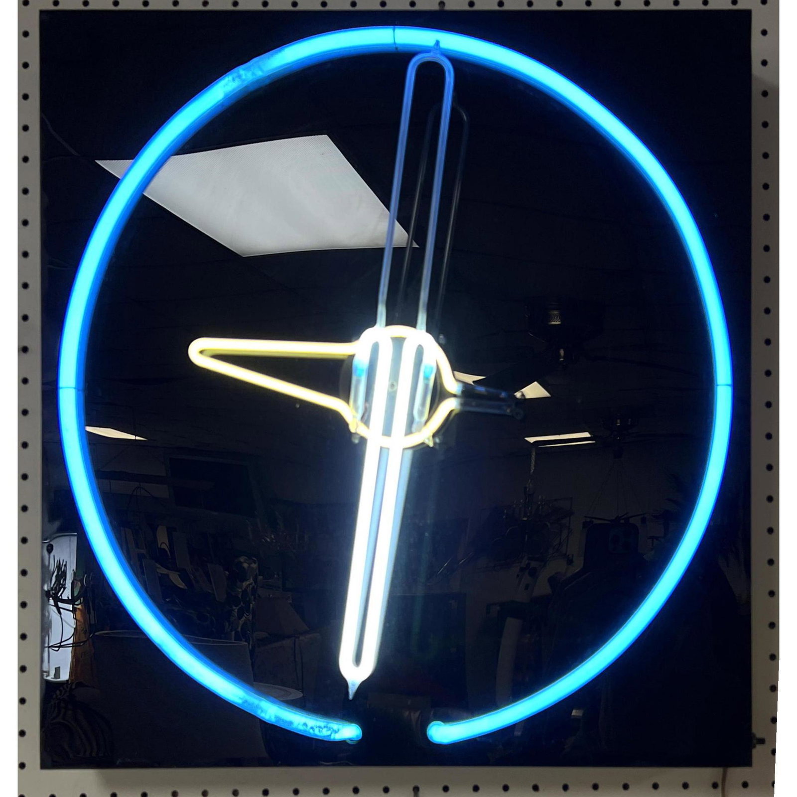 Neon Sign CLOCK on black plexiglass acrylic. From The Personal Collection of Neil Benson a Philadelp (1 of 6)