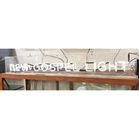 Neon Sign NEW GOSPEL LIGHT. In Plexi Acrylic case. From The Personal Collection of Neil Benson a Phi (1 of 8)