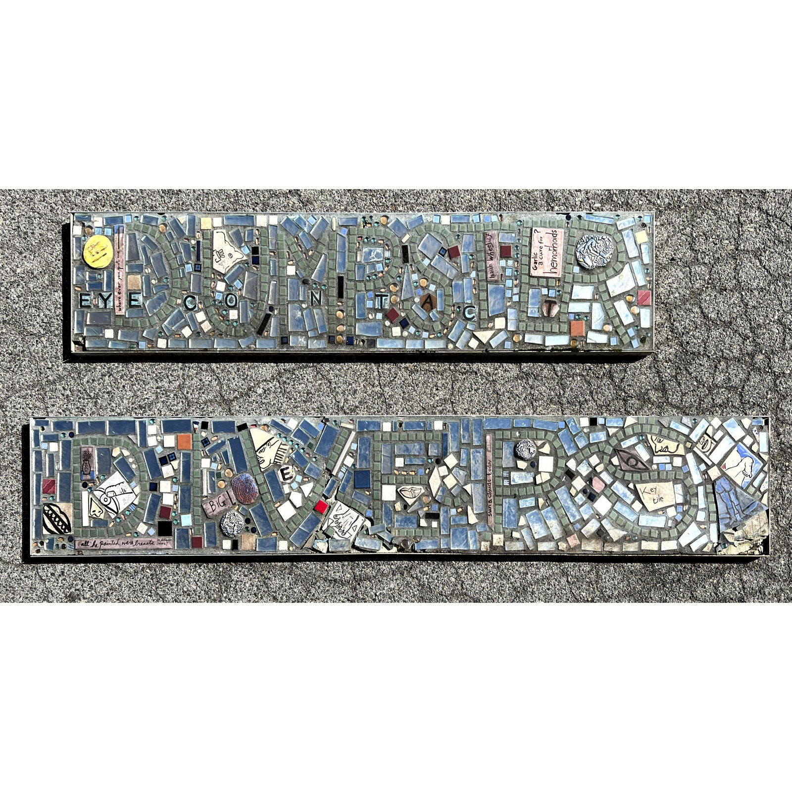 2pc Irwin Isaiah Zagar Sculpture Mosaic Panels. Dumpster Divers Custom Assembled Mosaic Panel Murals (1 of 11)
