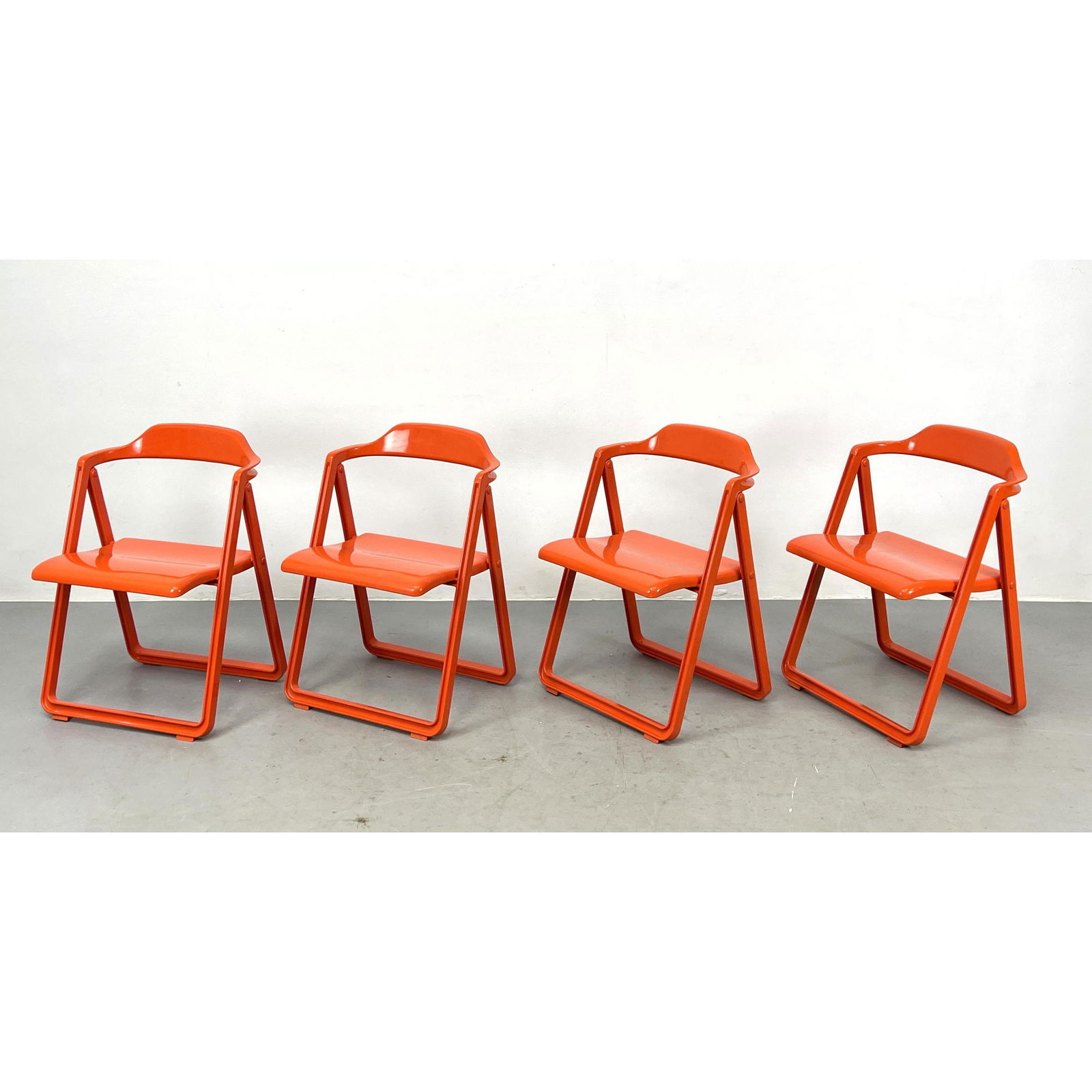 4 Orange Borbona Folding Chairs by Carlo Hauner for Fanini Fain Italy. 1976 The chair is featured in (1 of 9)