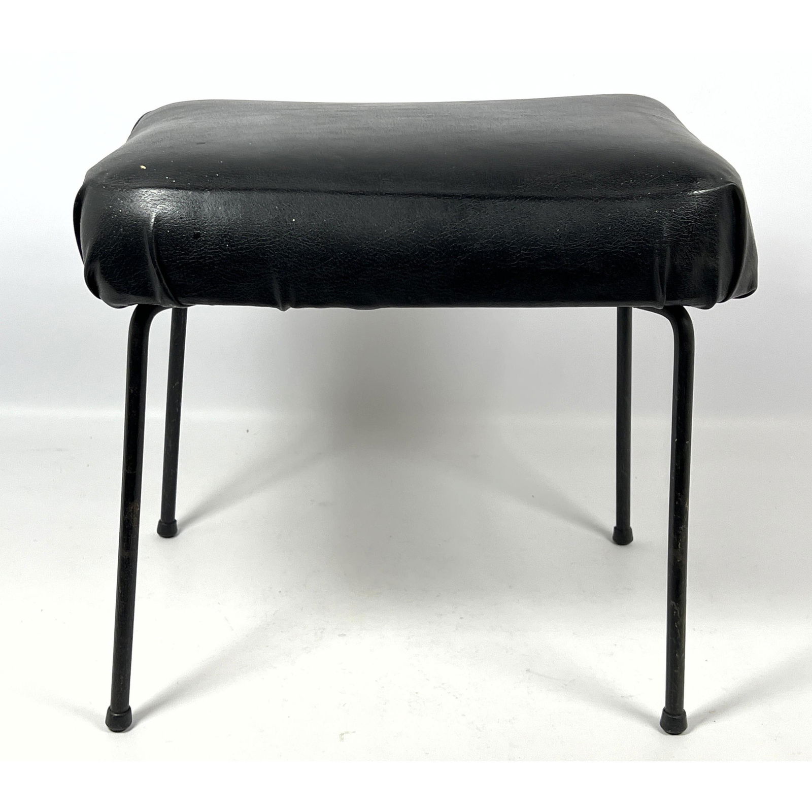 Black Vinyl Cushion Stool. Black Tube Legs. (1 of 6)