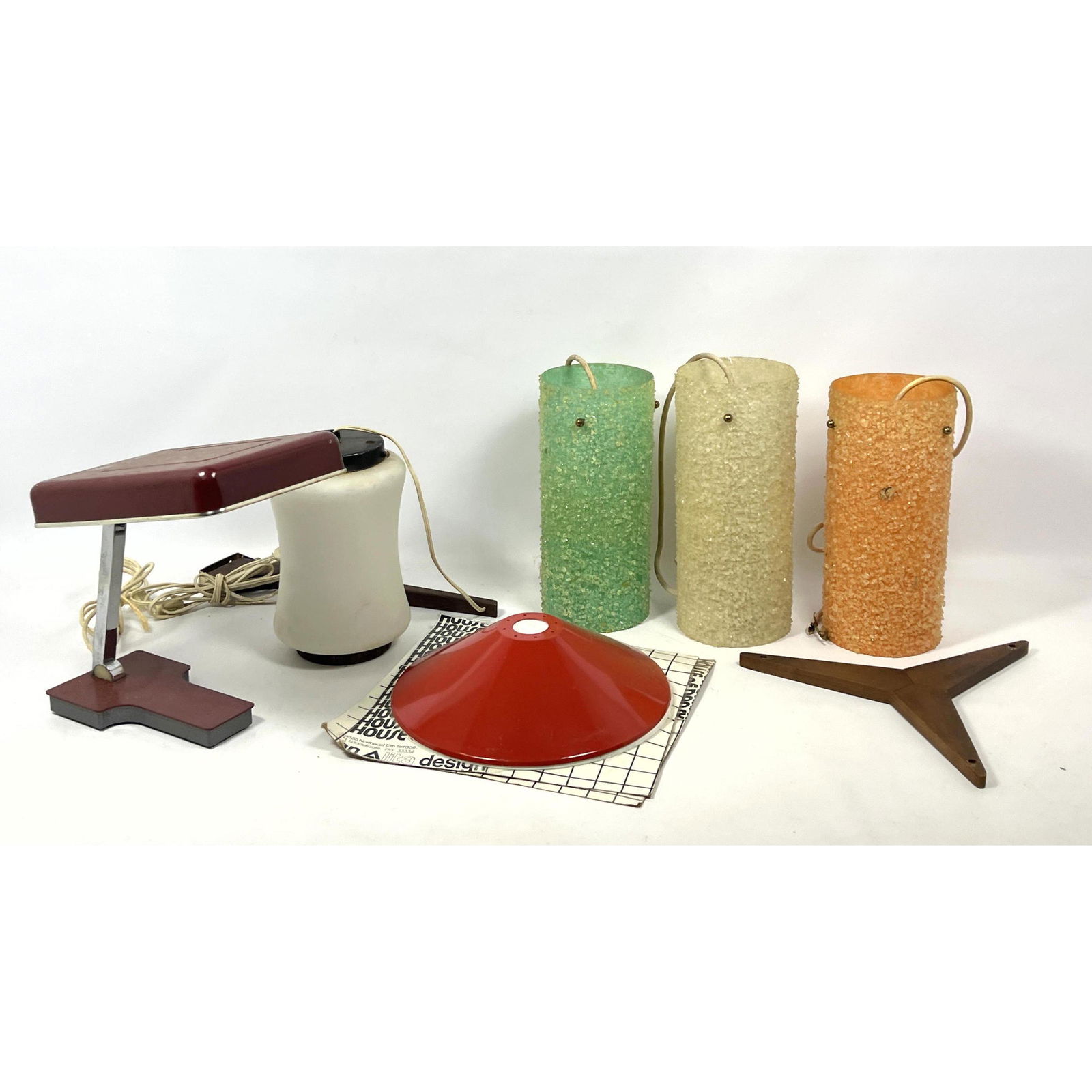 Modernist Lighting Lot. MINI FASE Spanish Desk task Lamp. Wall hanging frosted glass shade lamp. Tre (1 of 18)