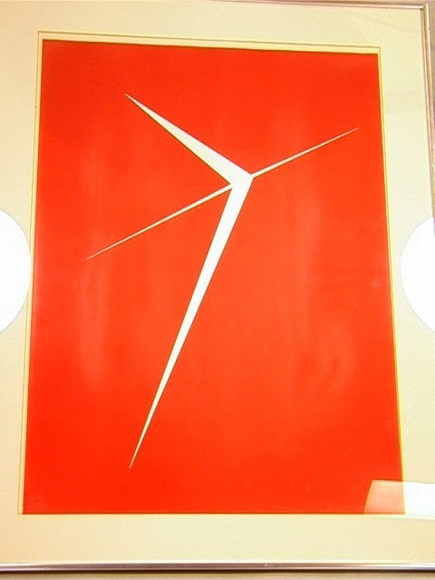 KOSSO ELOUL Color Serigraph. Print. Red Abstract: KOSSO ELOUL Color Serigraph. Print. Red Abstract Image. Russian Born Artist. Titled "Elusive". Numbered 23/100.-- Dimensions: Image Size: H: 28 inches: W: 20 inches