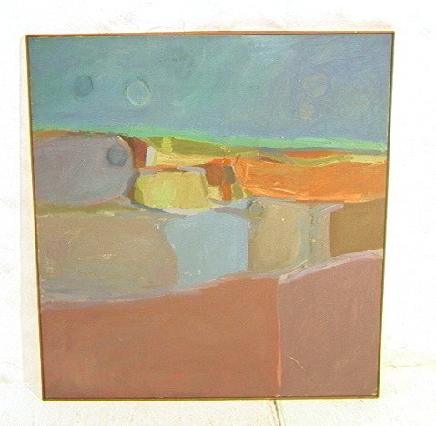 Large STUART EGNAL Oil Painting Canvas. 1960. Lar: Large STUART EGNAL Oil Painting Canvas. 1960. Large Landscape in warm earth tones.Philadelphia Artist. STUART M. EGNAL (Philadelphia Artist), 1940-1966. In a life too brief, Mr. Egnal created art pass