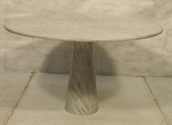 Angelo Mangiarotti Attributed Marble Dining Table: Angelo Mangiarotti Attributed Marble Dining Table. Tisettanta. Gray veined marble.-- Dimensions: H: 28 inches: W: 49 inches ---