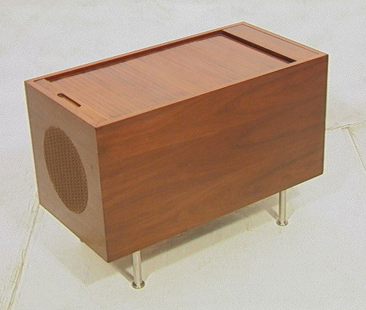 HERMAN MILLER Tambour Top Speaker Stereo Cabinet.: HERMAN MILLER Tambour Top Speaker Stereo Cabinet. Mahogany. -- Dimensions: H: 23.25 inches: W: 34 inches: D: 17.25 inches ---