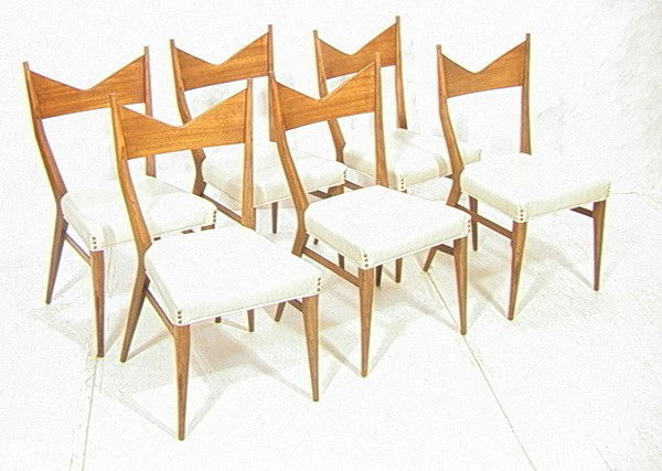 Set 6 PAUL McCOBB Walnut Dining Chairs. Six Ameri: Set 6 PAUL McCOBB Walnut Dining Chairs. Six American Modern Side Chairs. Bow Tie Backs. Unmarked. 6 PCS.-- Dimensions: H: 34.5 inches: W: 18.25 inches: D: 18 inches ---