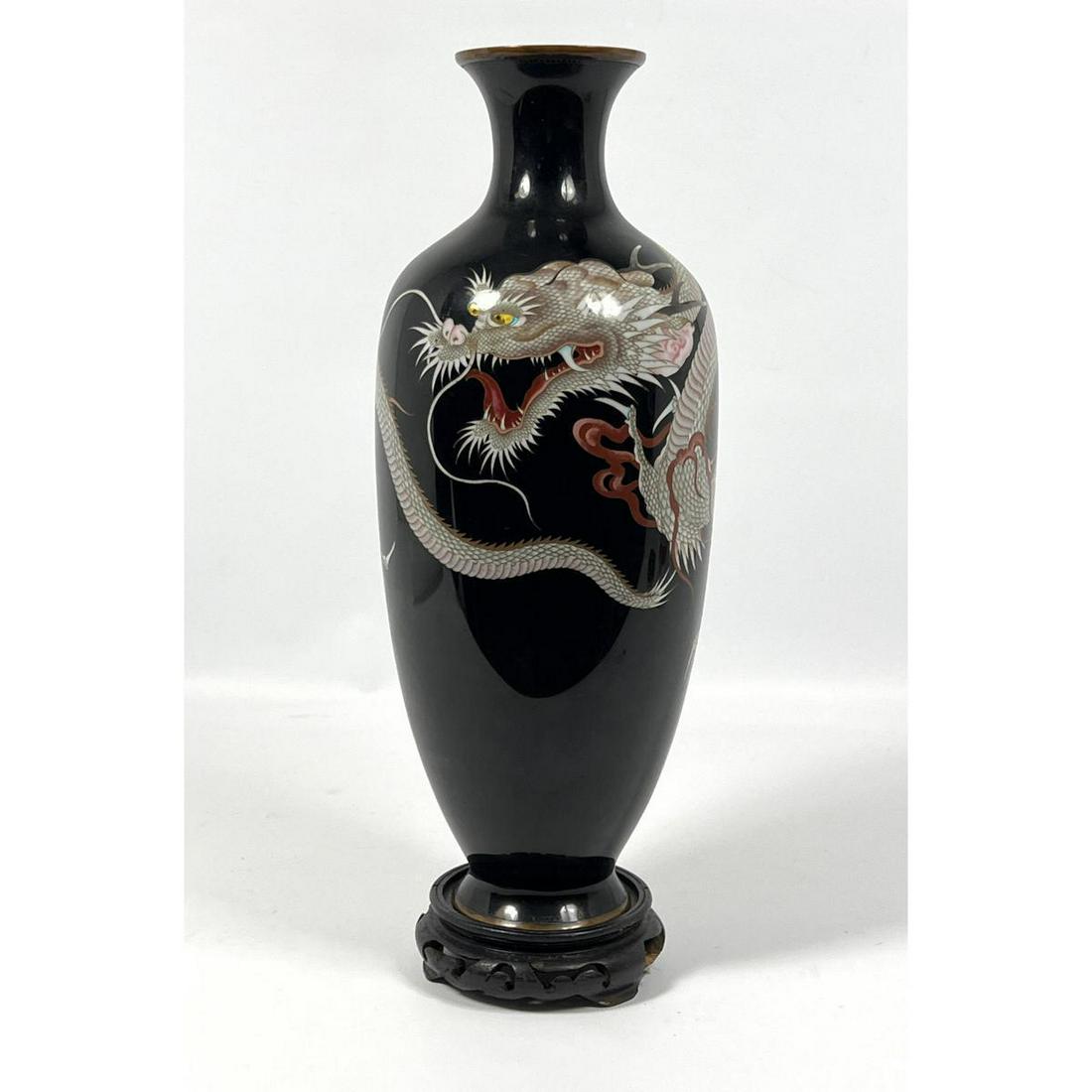 Large 14" Cloisonne Enamel Vase.  Dragon Image. Chinese Cloisonne. (1 of 12)