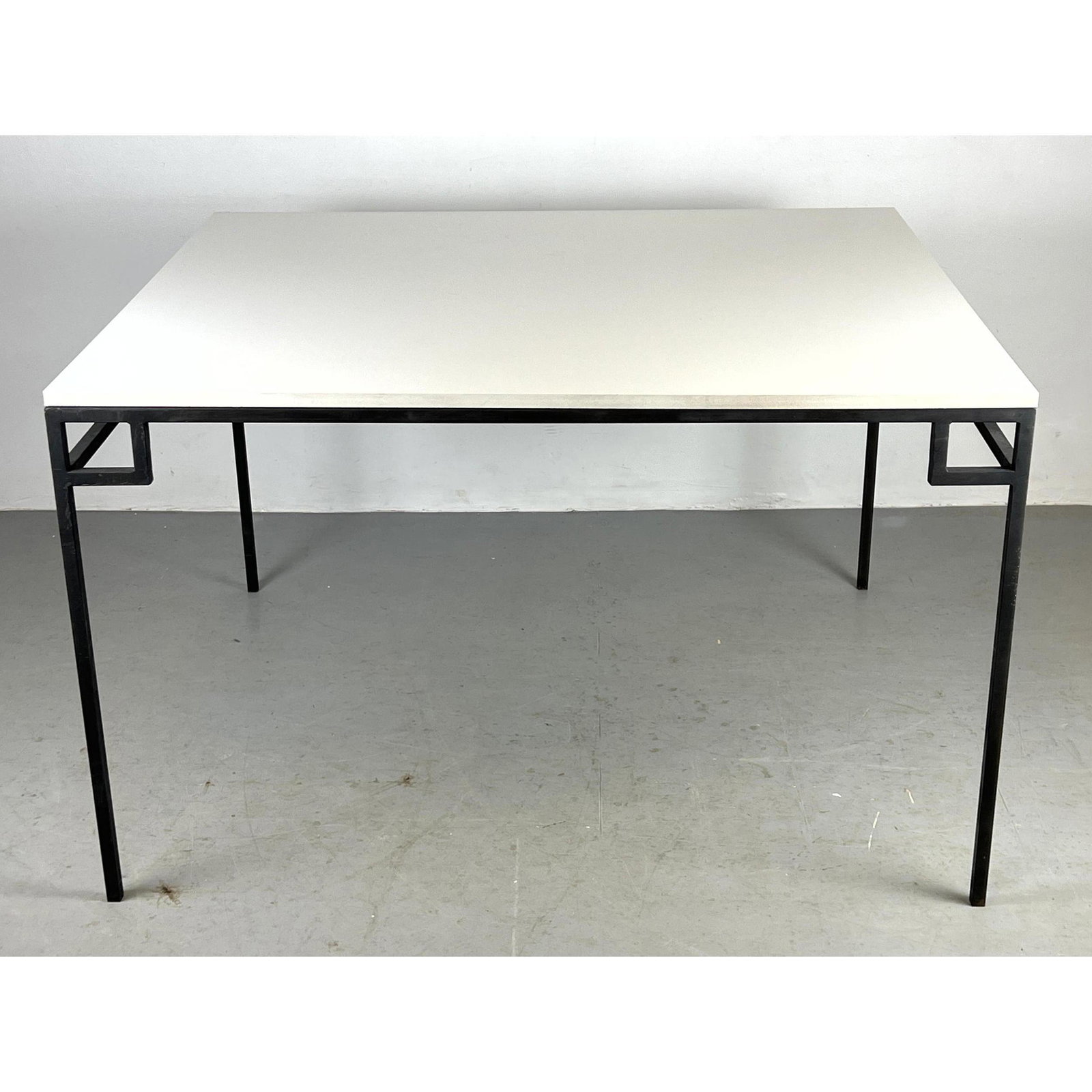 Black Iron Frame Modernist Dining Table. White Laminate Top. George Nelson Style. (1 of 8)