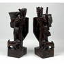 Pair Carved Hardwood sculptures, Asian Style. Possible Bookends.