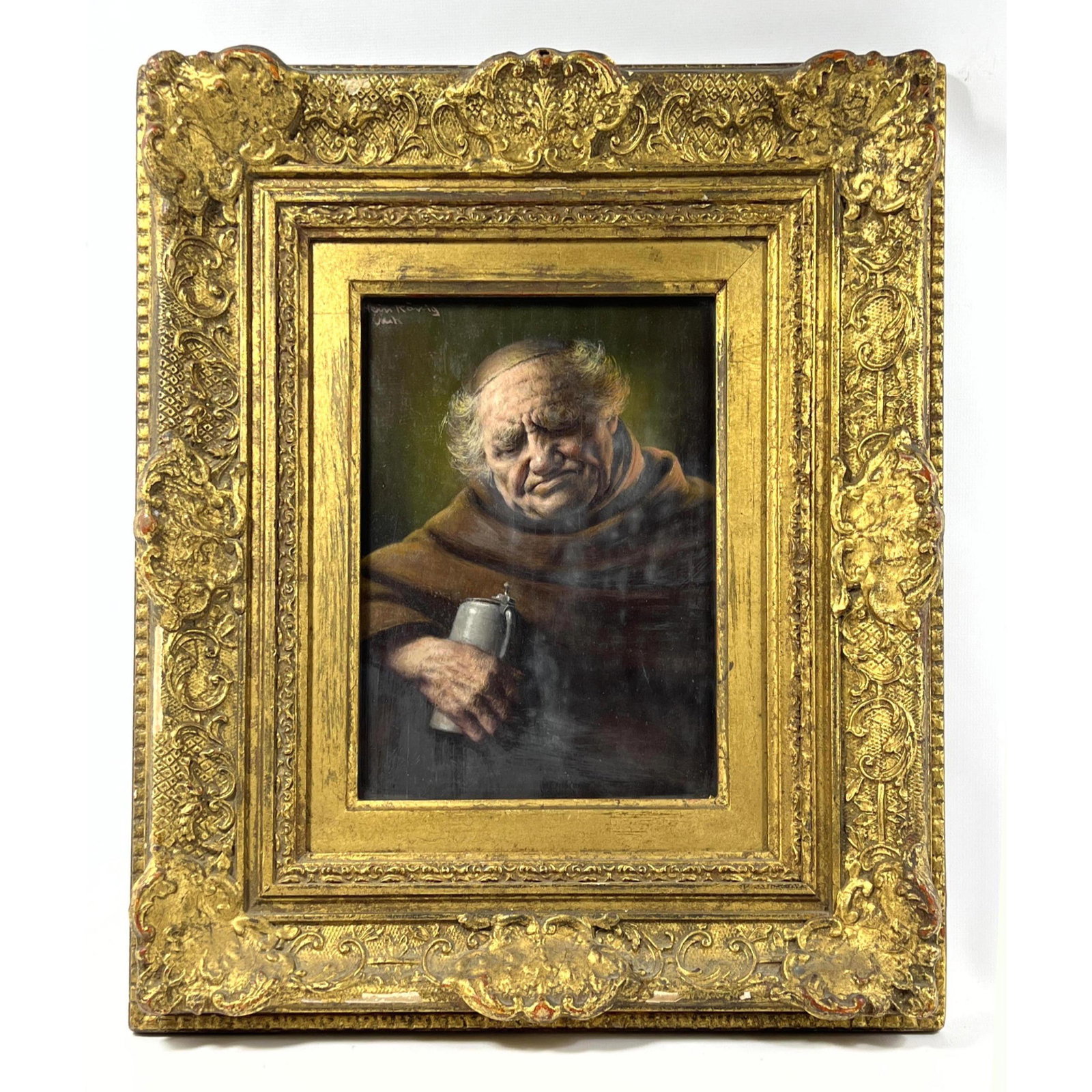 HEIN KONIG OIL Painting. Framed under glass. Monk (1 of 20)
