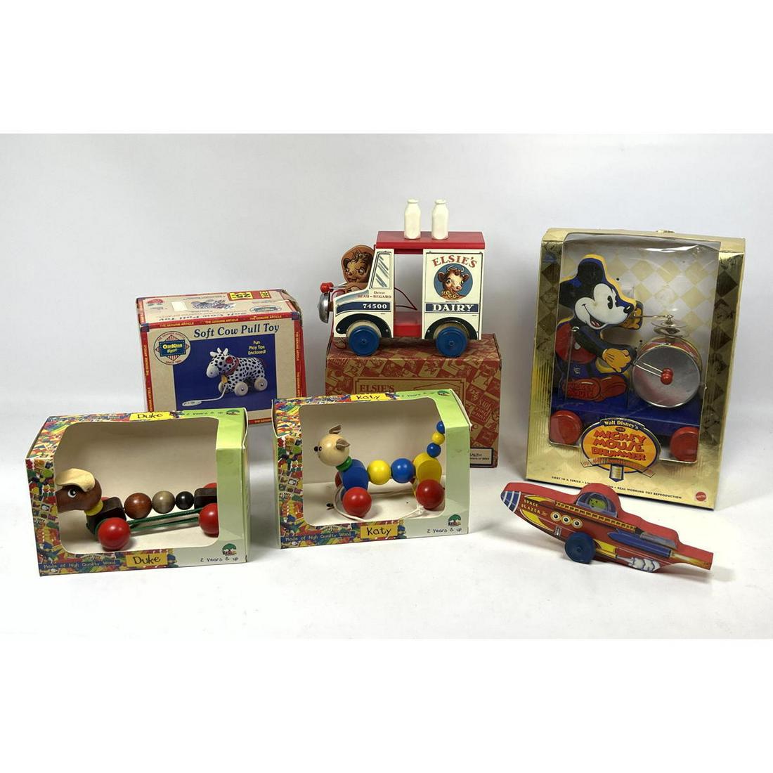 6 Pull Toys. 3 Vintage Inspired Fisher Price Toys. 2000 Elsie's Dairy Truck with 2 milk bottles in O (1 of 13)