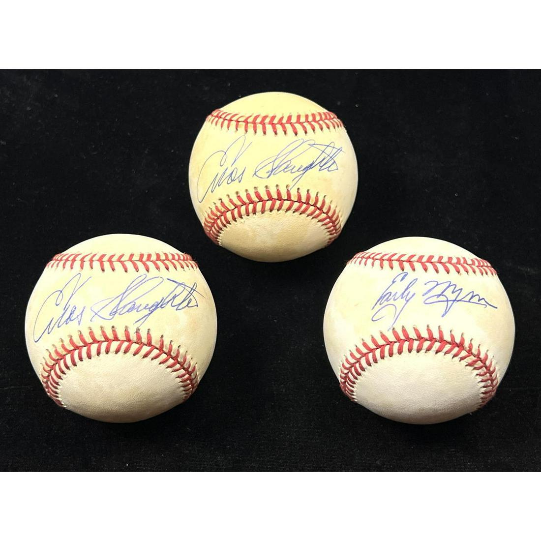 3 pcs - ENOS SLAUGHTER - EARLY WYNN Autographed American League Baseballs (1 of 7)