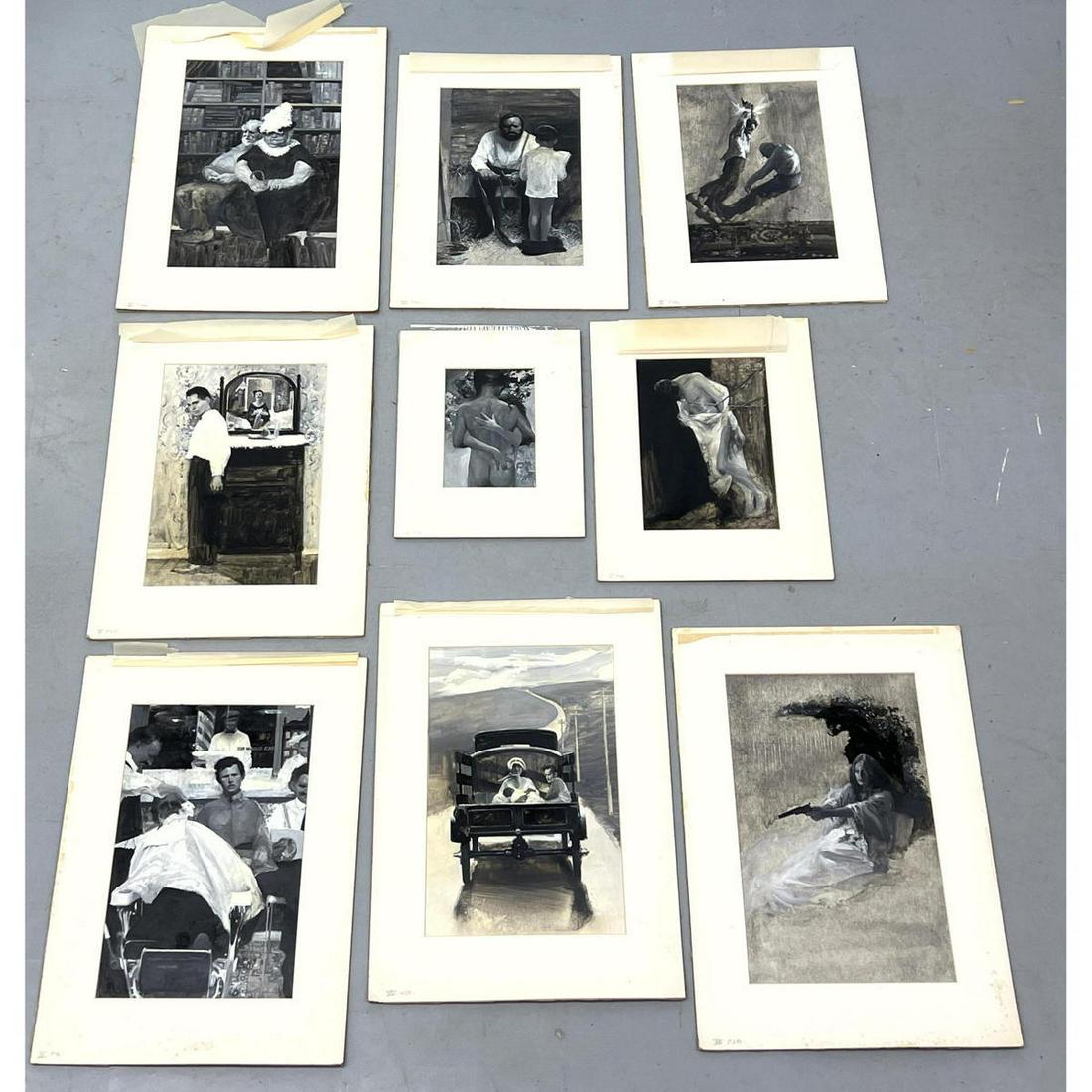 9pc HERBERT TAUSS acrylic painting illustrations from from the Franklin library. book Light in Augus (1 of 12)