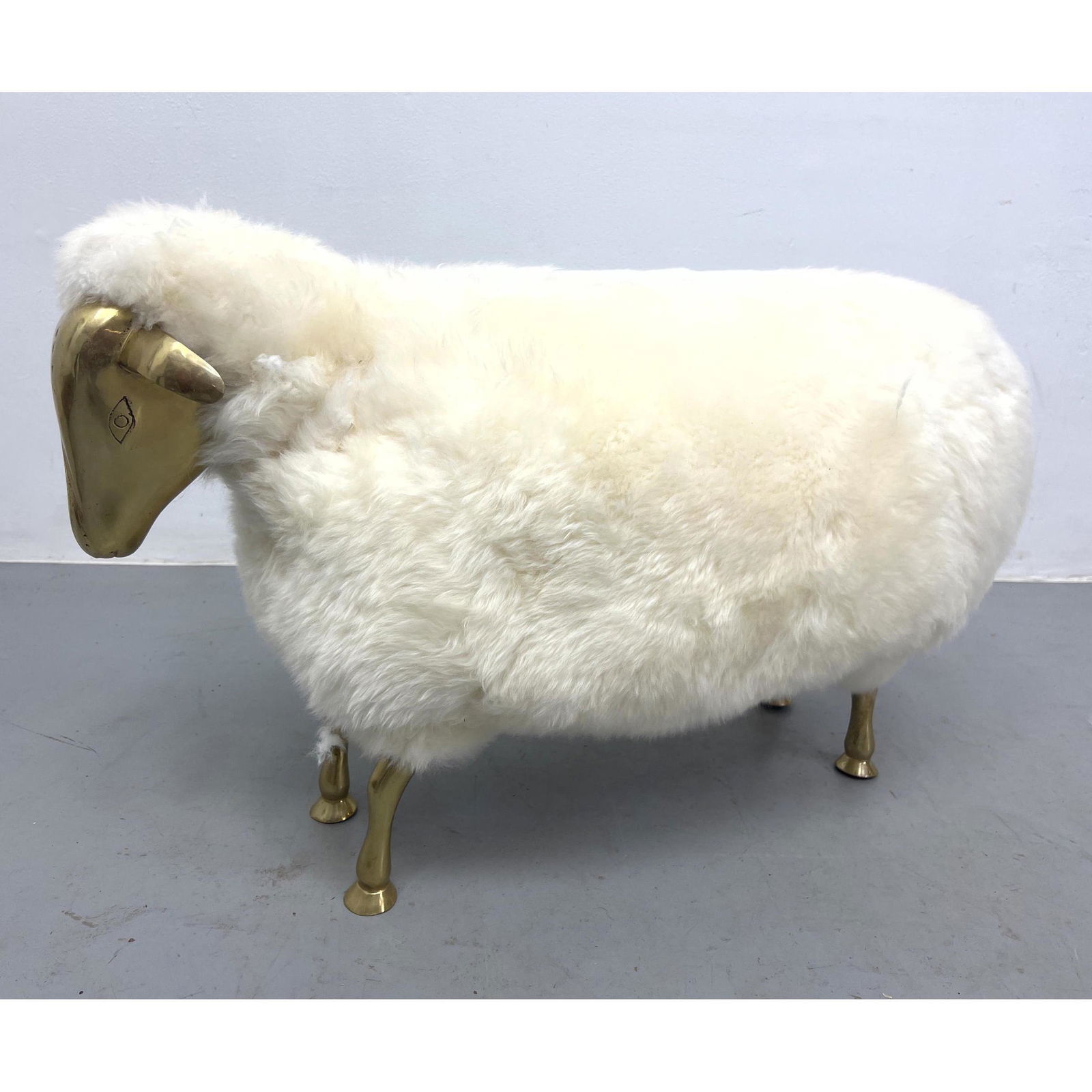 Francois-Xavier Lalanne style Sheep Sculpture. Fur with Brass Head and Legs. (1 of 9)